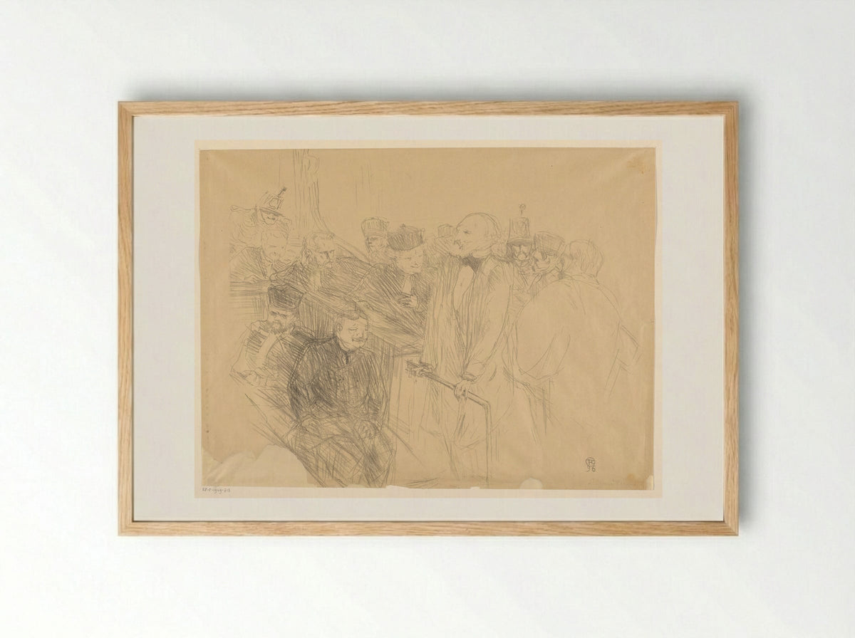 Getuigenis van Alexandre Ribot in de rechtbank tijdens het proces van Arton - Henri de Toulouse-Lautrec - Framed Print Wood