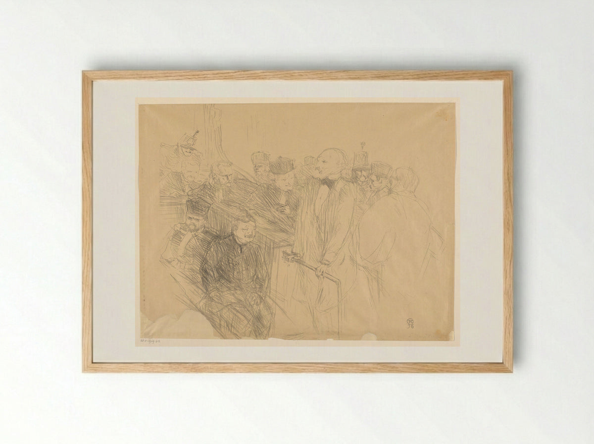 Getuigenis van Alexandre Ribot in de rechtbank tijdens het proces van Arton - Henri de Toulouse-Lautrec - Framed Print Wood