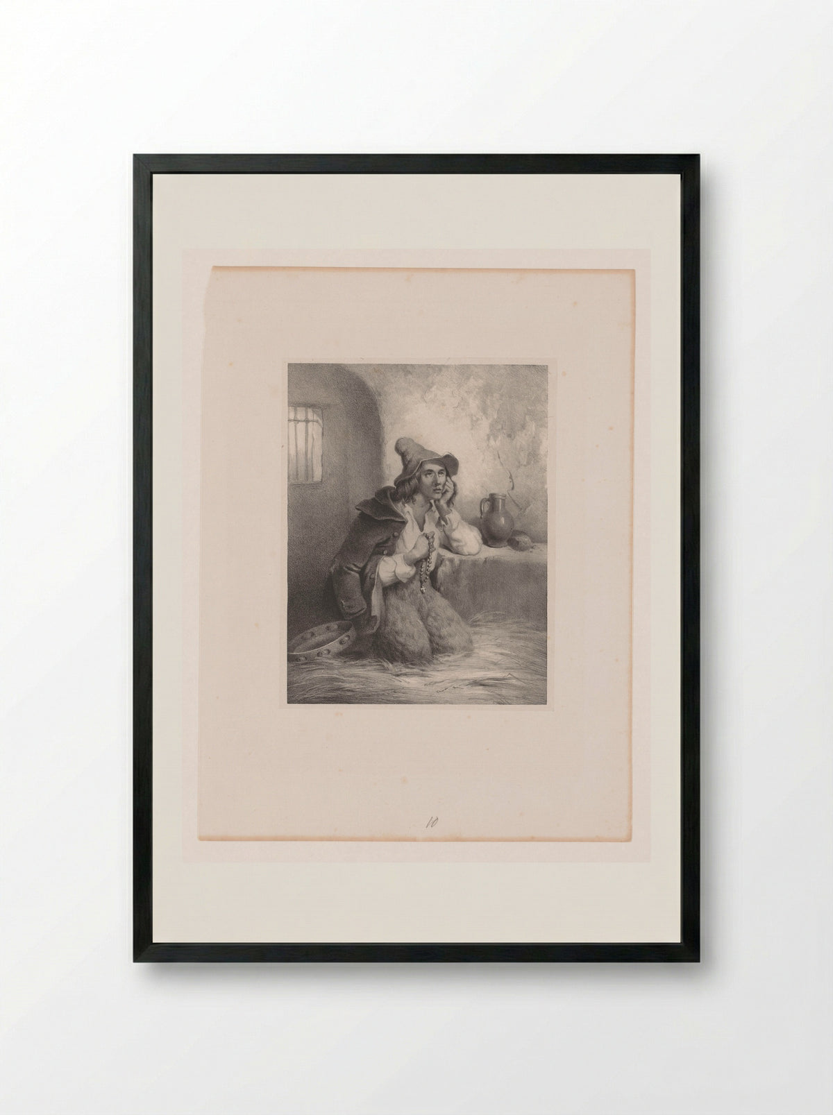 Gevangene met rozenkrans in zijn hand - Desiré Oscar Léopold von Franckenberg en Proschlitz - Framed Print Black