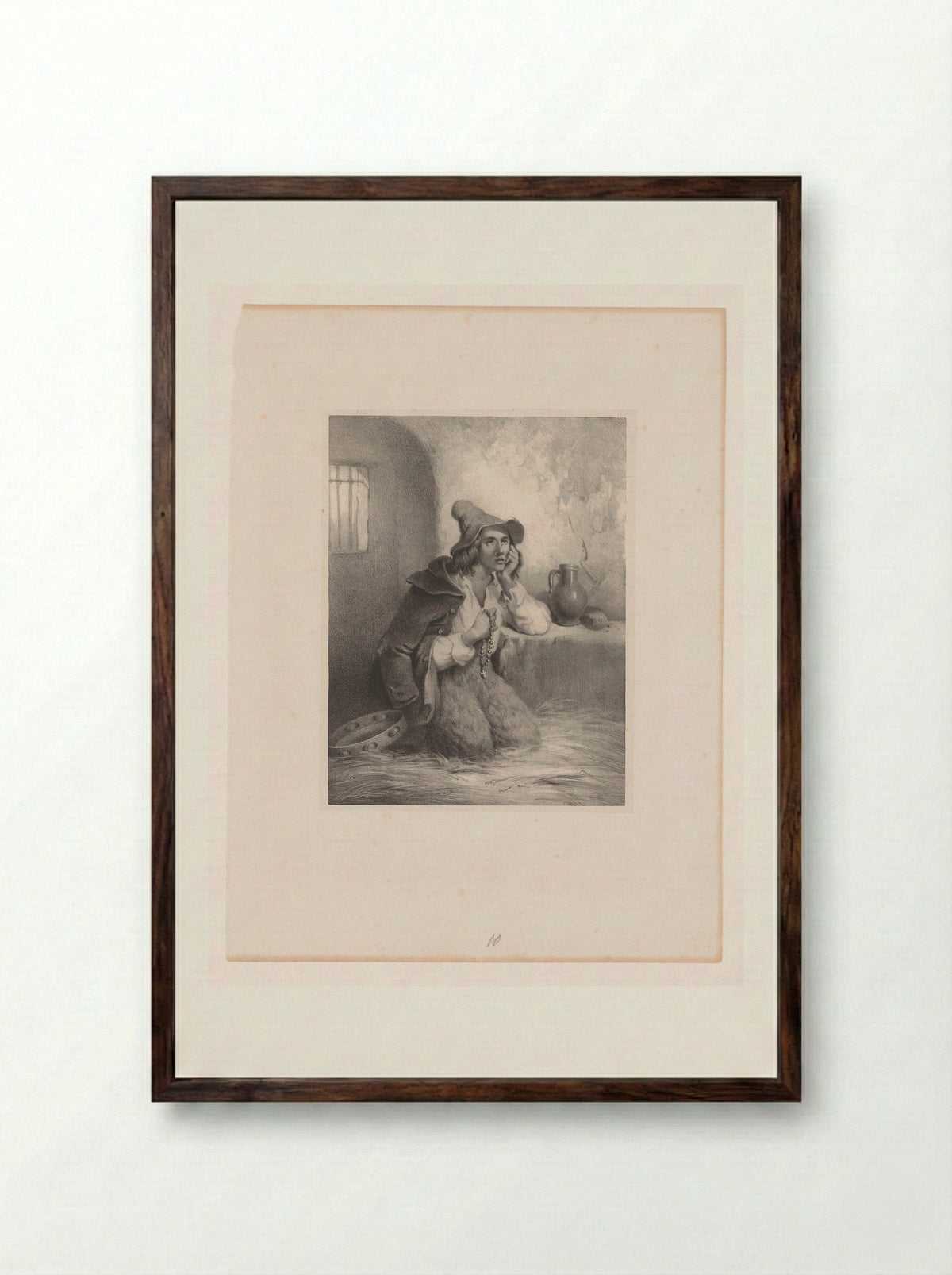 Gevangene met rozenkrans in zijn hand - Desiré Oscar Léopold von Franckenberg en Proschlitz - Framed Print Dark Wood