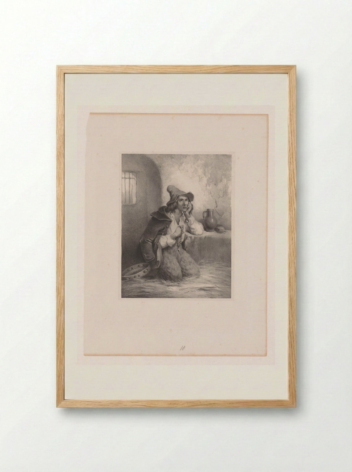 Gevangene met rozenkrans in zijn hand - Desiré Oscar Léopold von Franckenberg en Proschlitz - Framed Print Wood