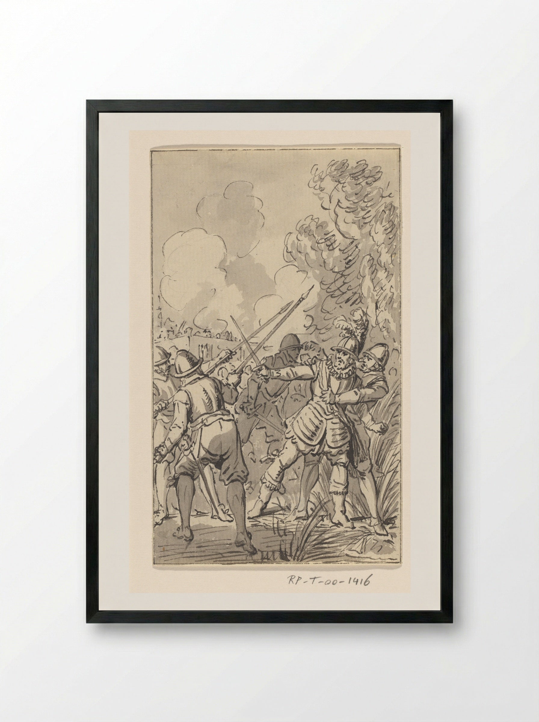 Gevangenneming van Philips van Marnix door de Spanjaarden bij Maaslandsluis - Jacobus Buys - Framed Print Black