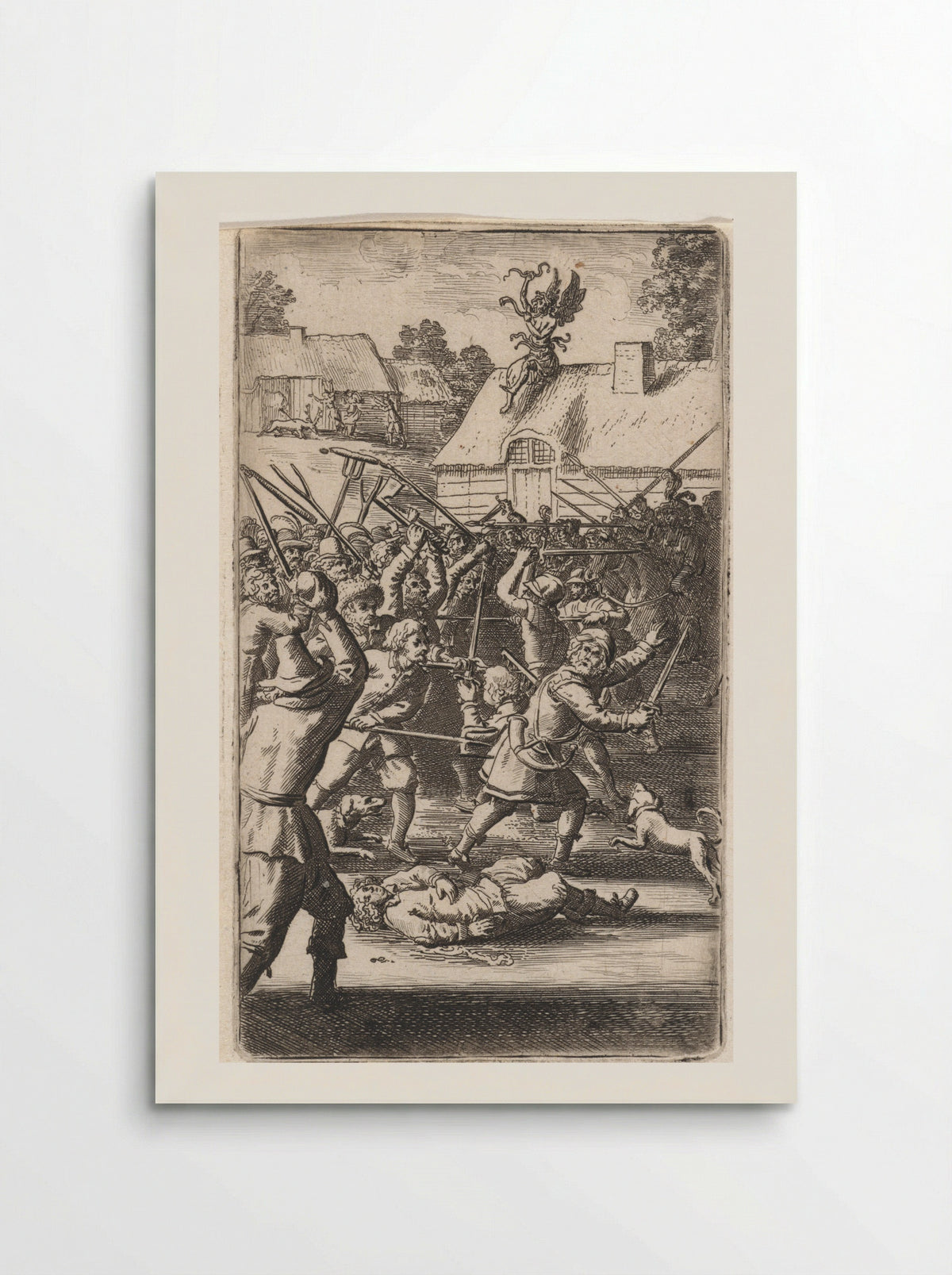 Gevecht in een dorp (Battle in a Village) - Abraham Dircksz. Santvoort - Poster