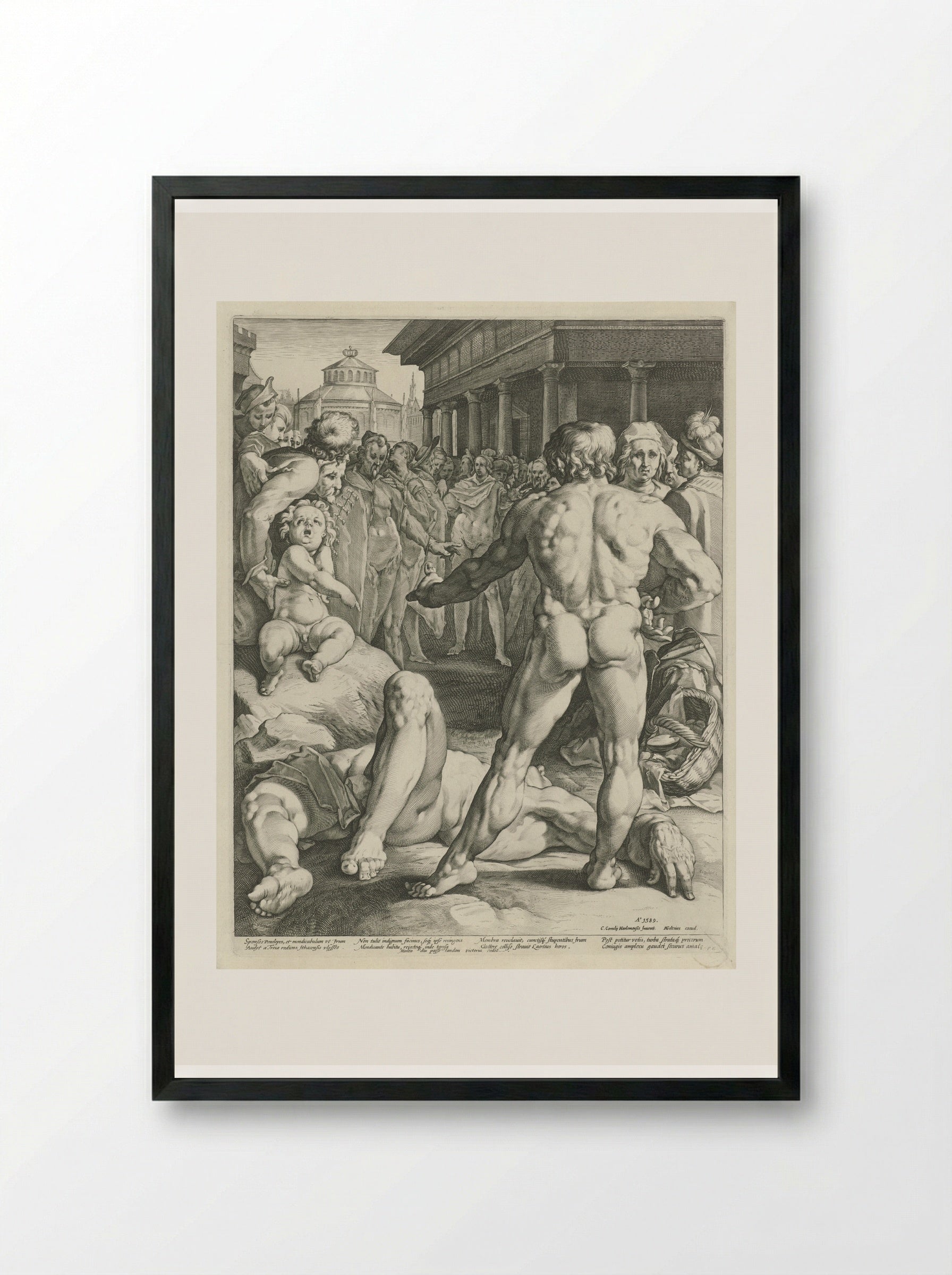 Gevecht tussen Odysseus en Irus - Jan Harmensz. Muller - Framed Print Black
