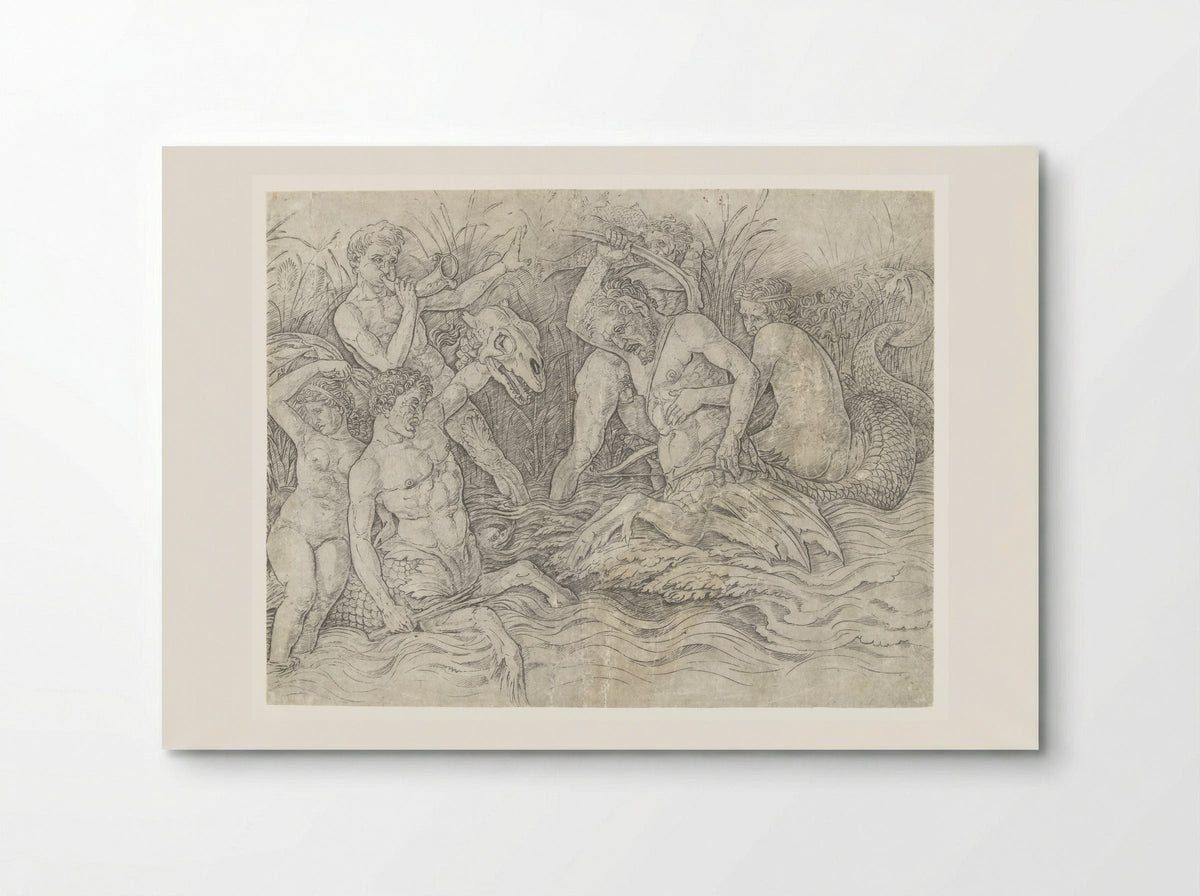 Gevecht tussen tritons met nereïden op hun rug - Andrea Mantegna - Poster