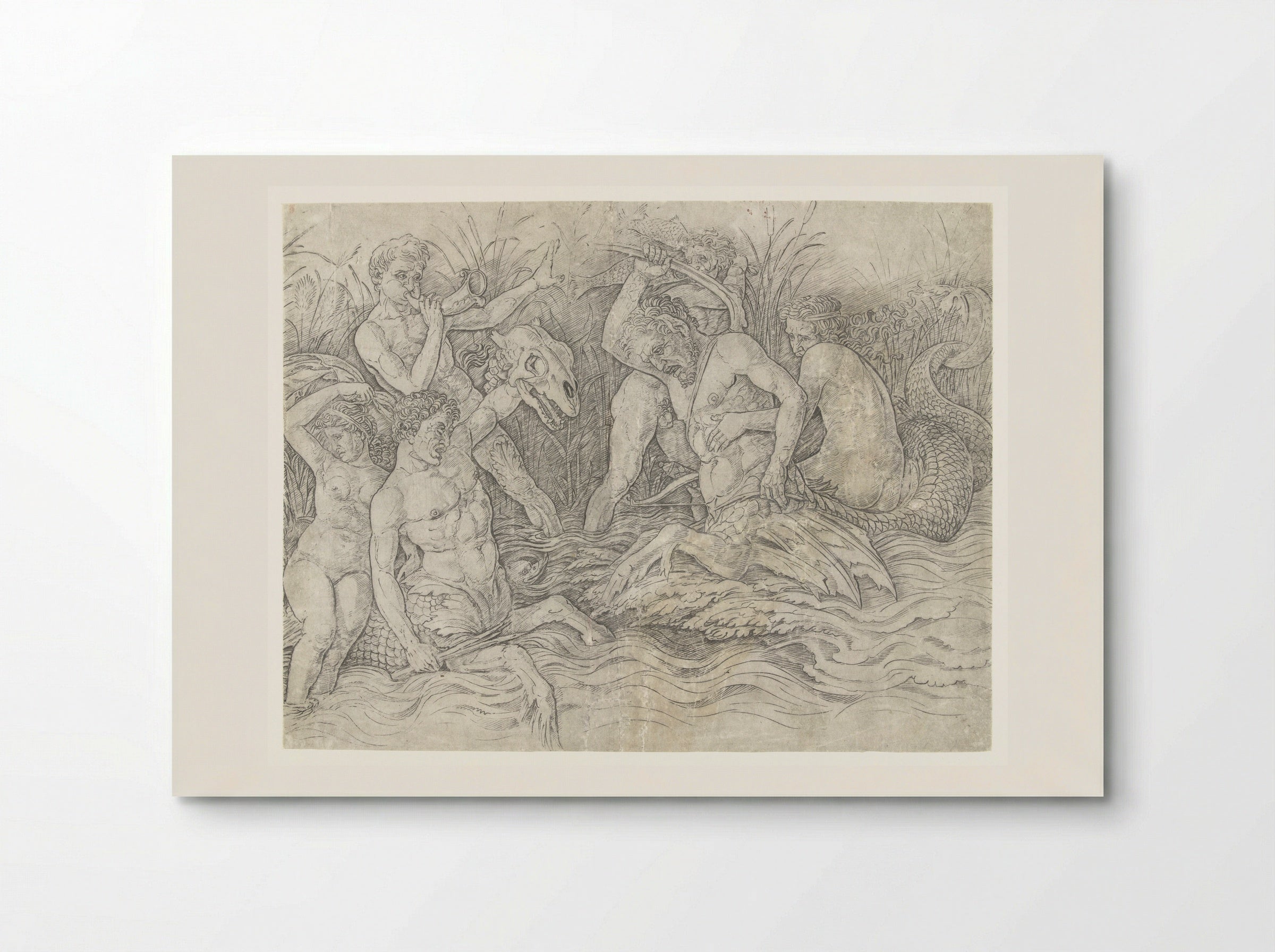 Gevecht tussen tritons met nereïden op hun rug - Andrea Mantegna - Poster