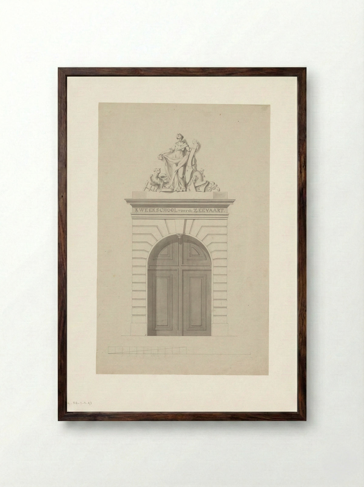 Gevel van de Kweekschool voor de Zeevaart - Anthony Ziesenis - Framed Print Dark Wood