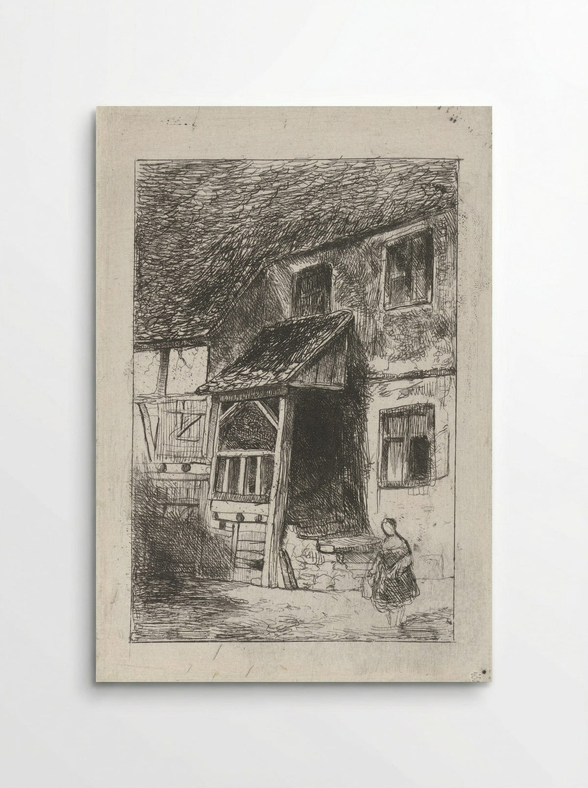Gevel van een huis met een overdekte opgang - Jan Diederikus Kruseman - Poster