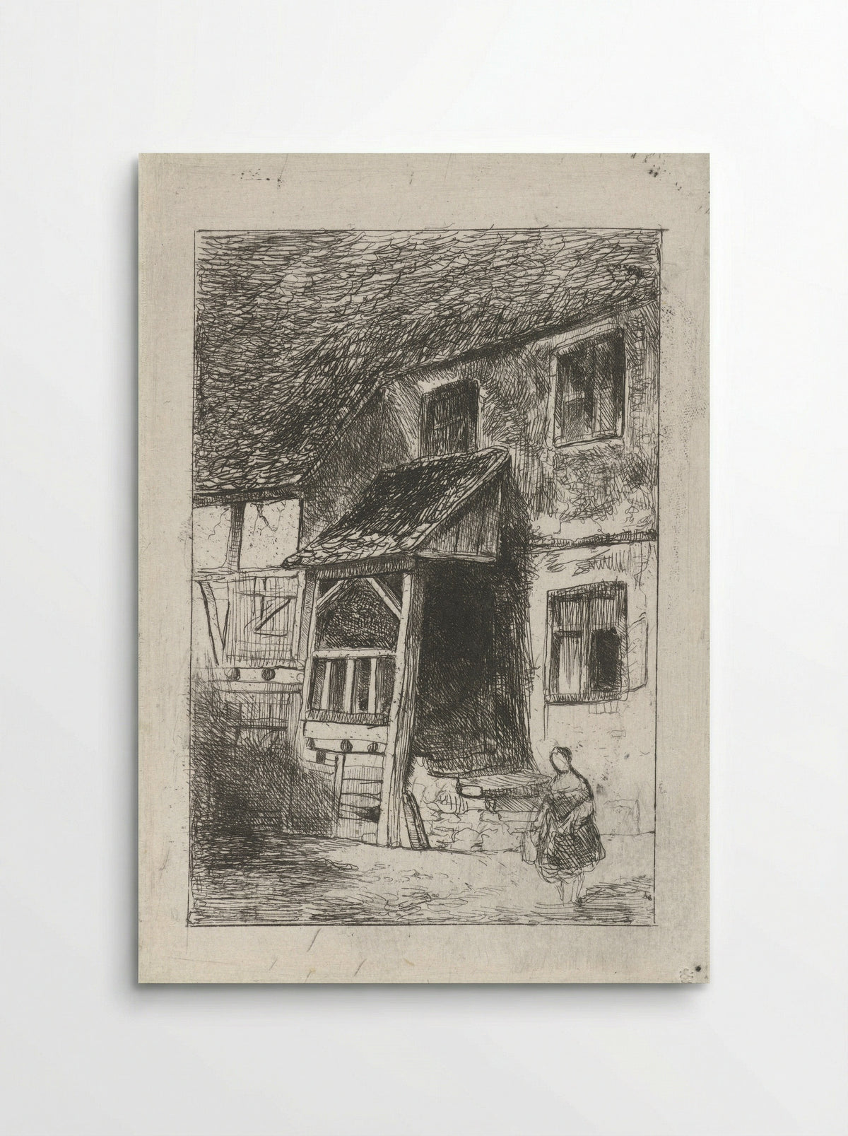 Gevel van een huis met een overdekte opgang - Jan Diederikus Kruseman - Poster