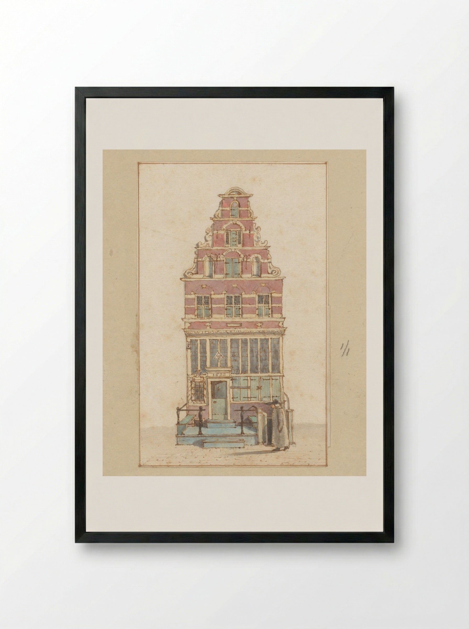 Gevel van het huis van de Quakers - Gerrit Lamberts - Framed Print Black