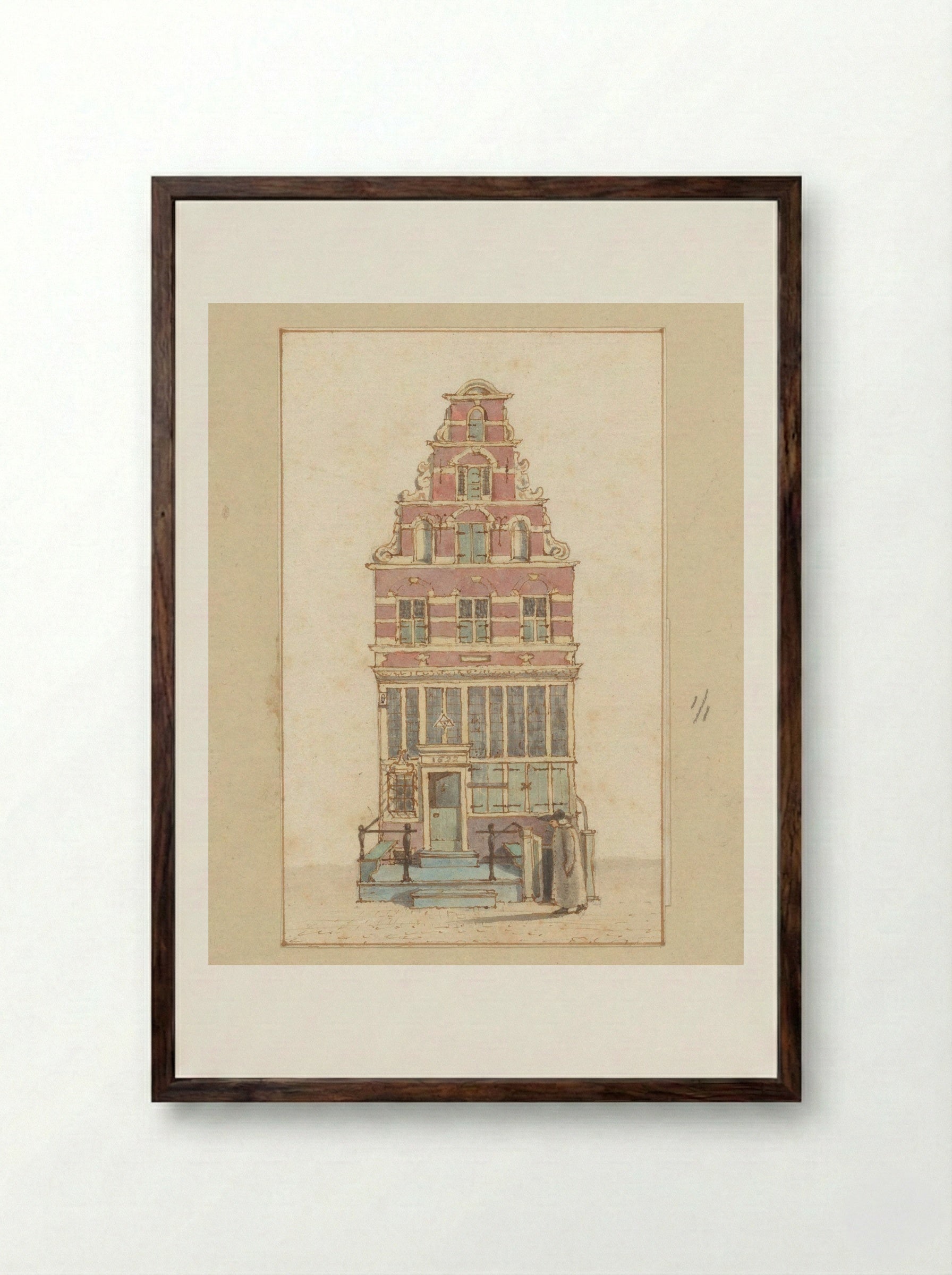 Gevel van het huis van de Quakers - Gerrit Lamberts - Framed Print Dark Wood