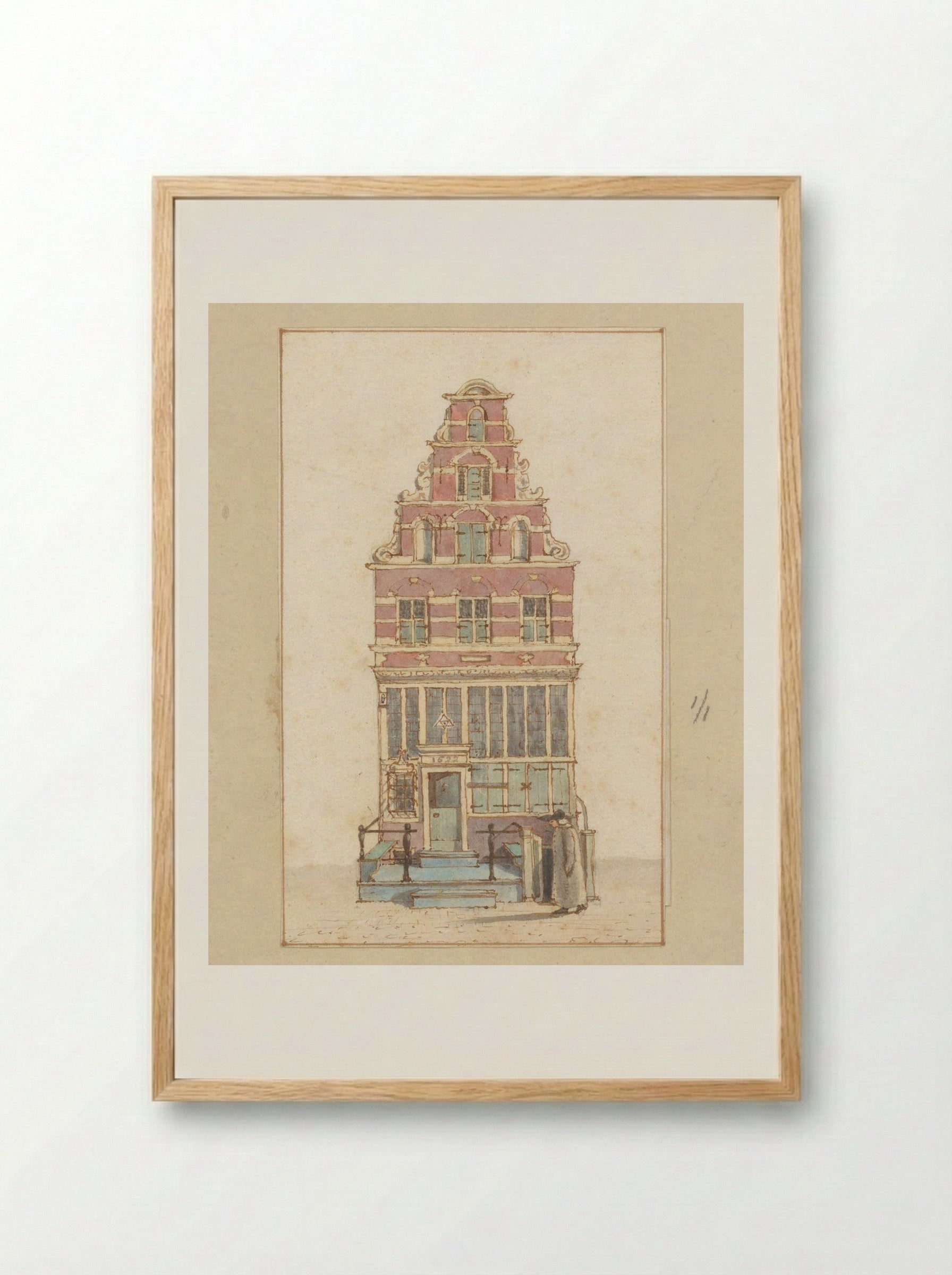 Gevel van het huis van de Quakers - Gerrit Lamberts - Framed Print Wood