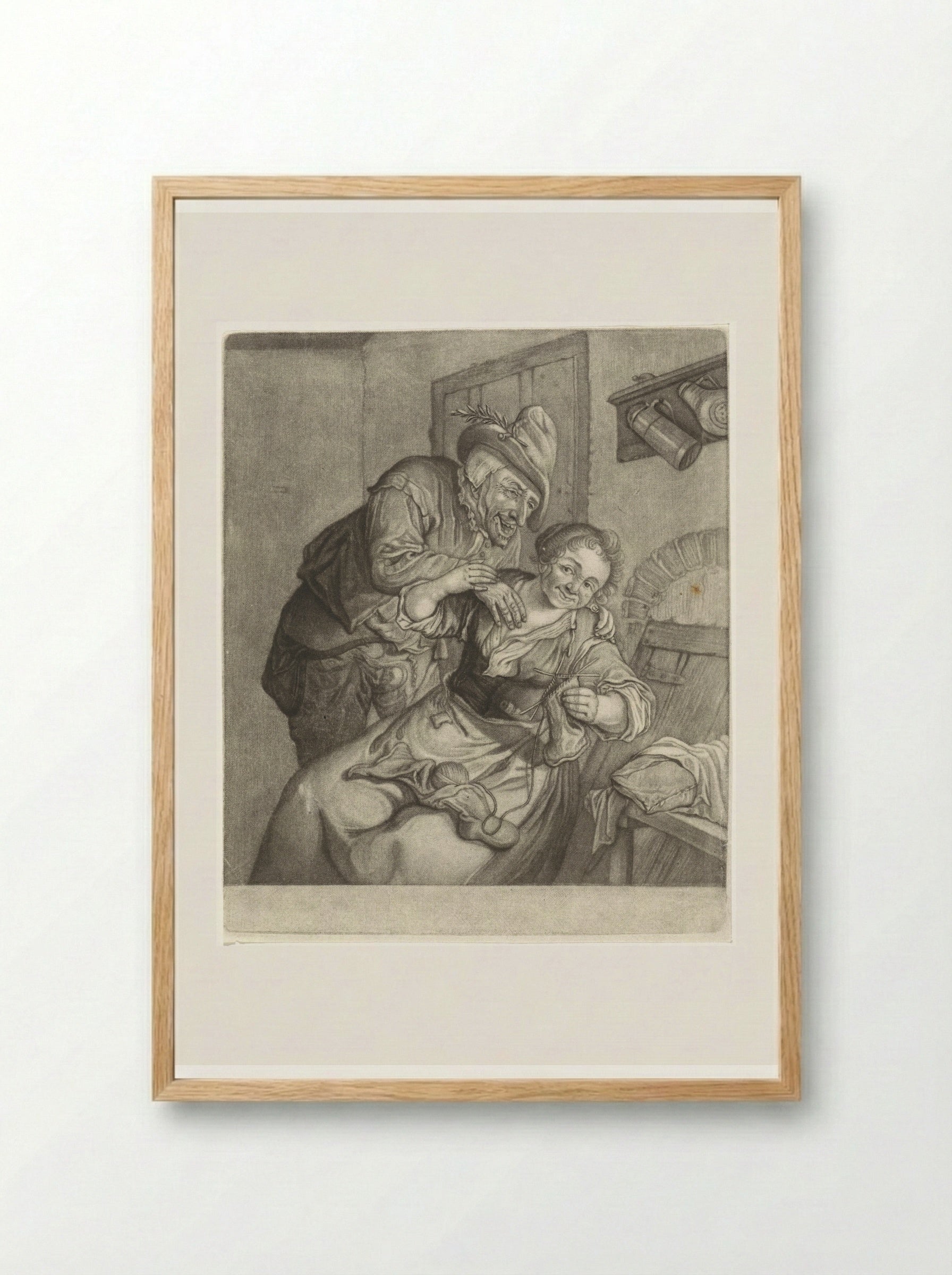 Gevoel (Sense of Touch) - Cornelis Dusart - Framed Print Wood