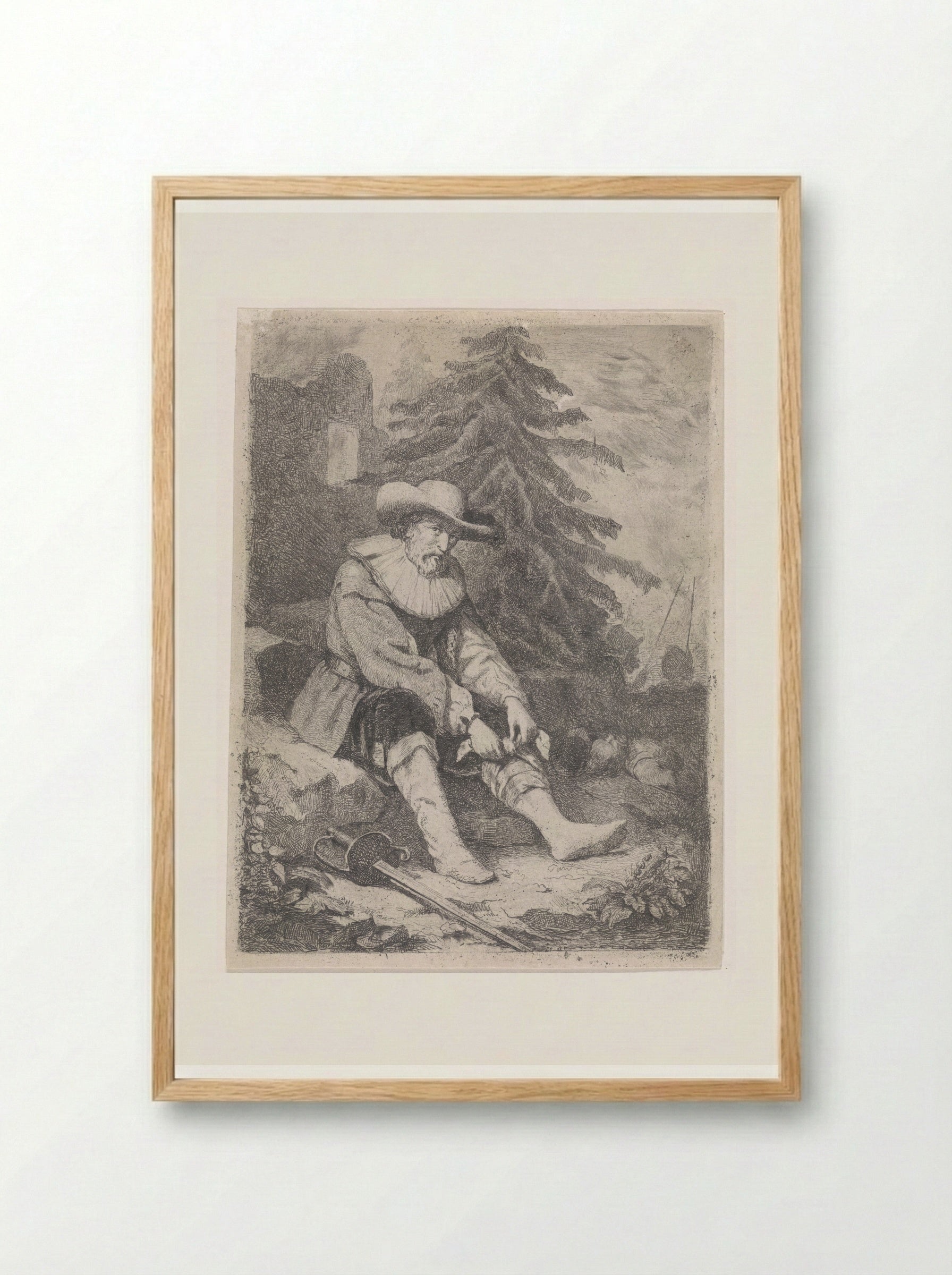 Gewonde krijgsman (Wounded Soldier) - David van der Kellen - Framed Print Wood