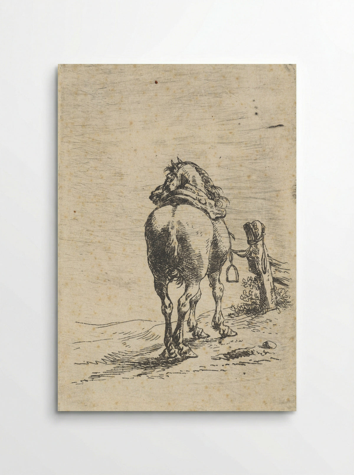 Gezadeld paard aan een paal - Pieter Cornelisz. Verbeeck - Poster