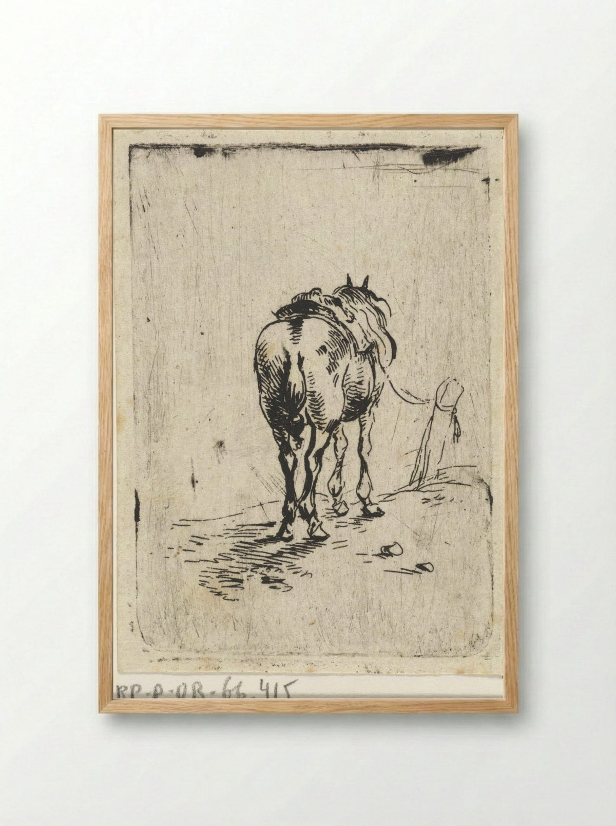 Gezadeld paard van achteren gezien - Pieter Cornelisz. Verbeeck - Framed Print Wood