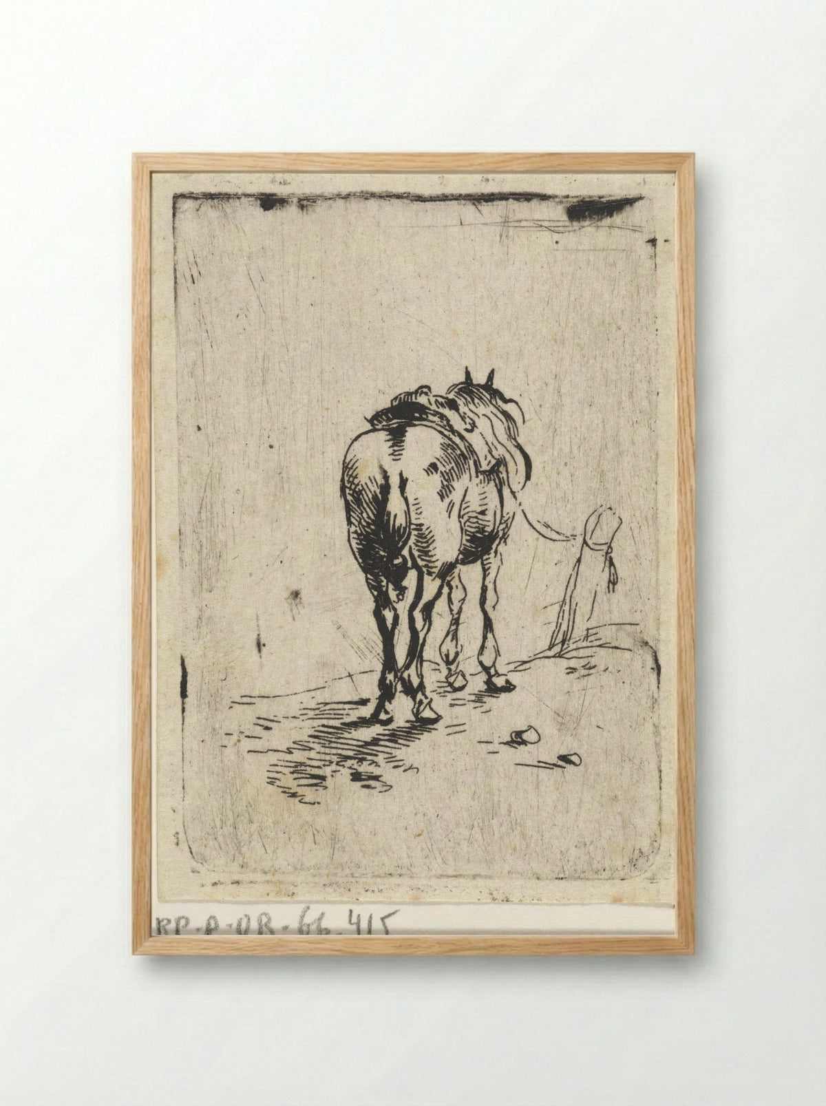 Gezadeld paard van achteren gezien - Pieter Cornelisz. Verbeeck - Framed Print Wood