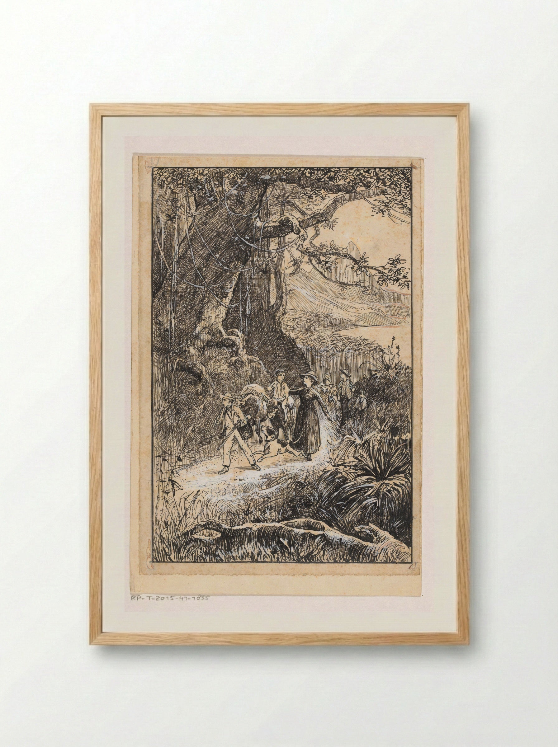 Gezelschap trekt door een landschap - Willem Wenckebach - Framed Print Wood