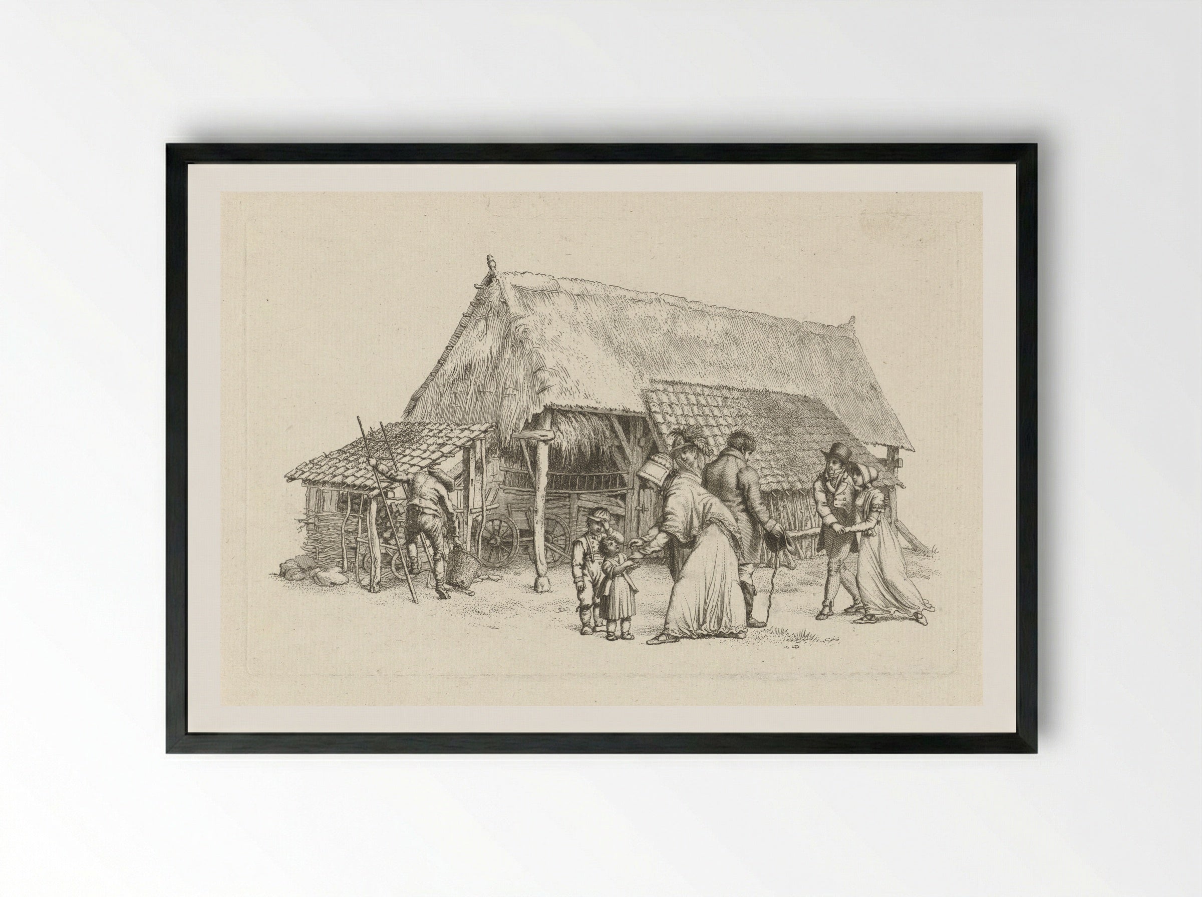 Gezelschap voor een boerenschuur - Jacob Ernst Marcus - Framed Print Black
