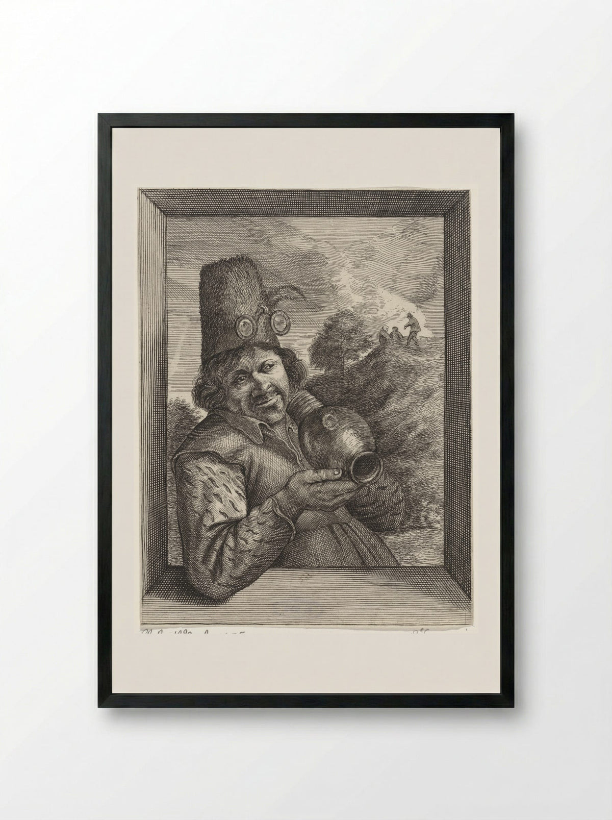 Gezicht (Man with a Jug) - Conrad Lauwers - Framed Print Black