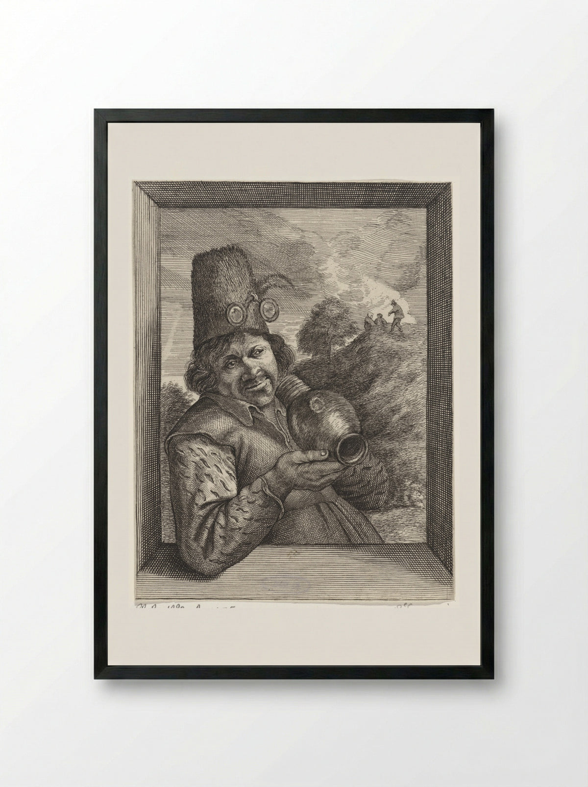 Gezicht (Man with a Jug) - Conrad Lauwers - Framed Print Black
