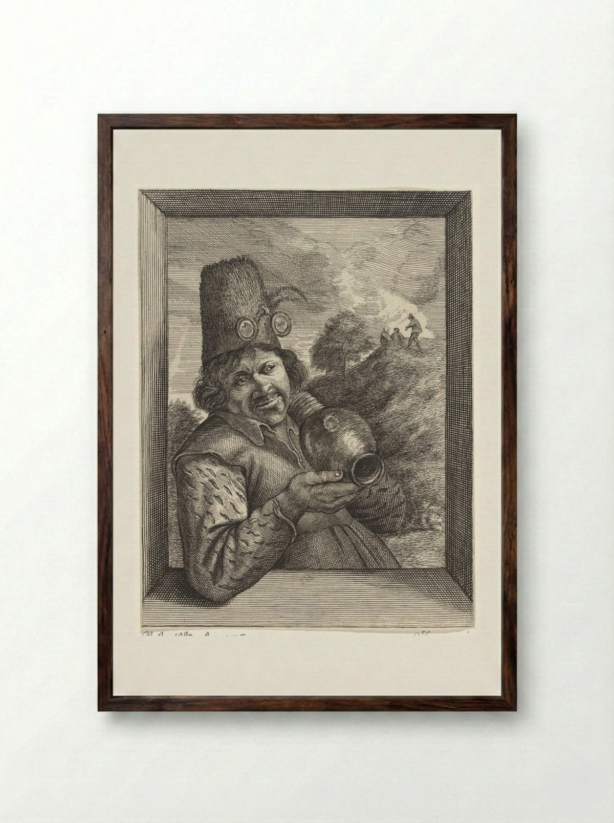 Gezicht (Man with a Jug) - Conrad Lauwers - Framed Print Dark Wood