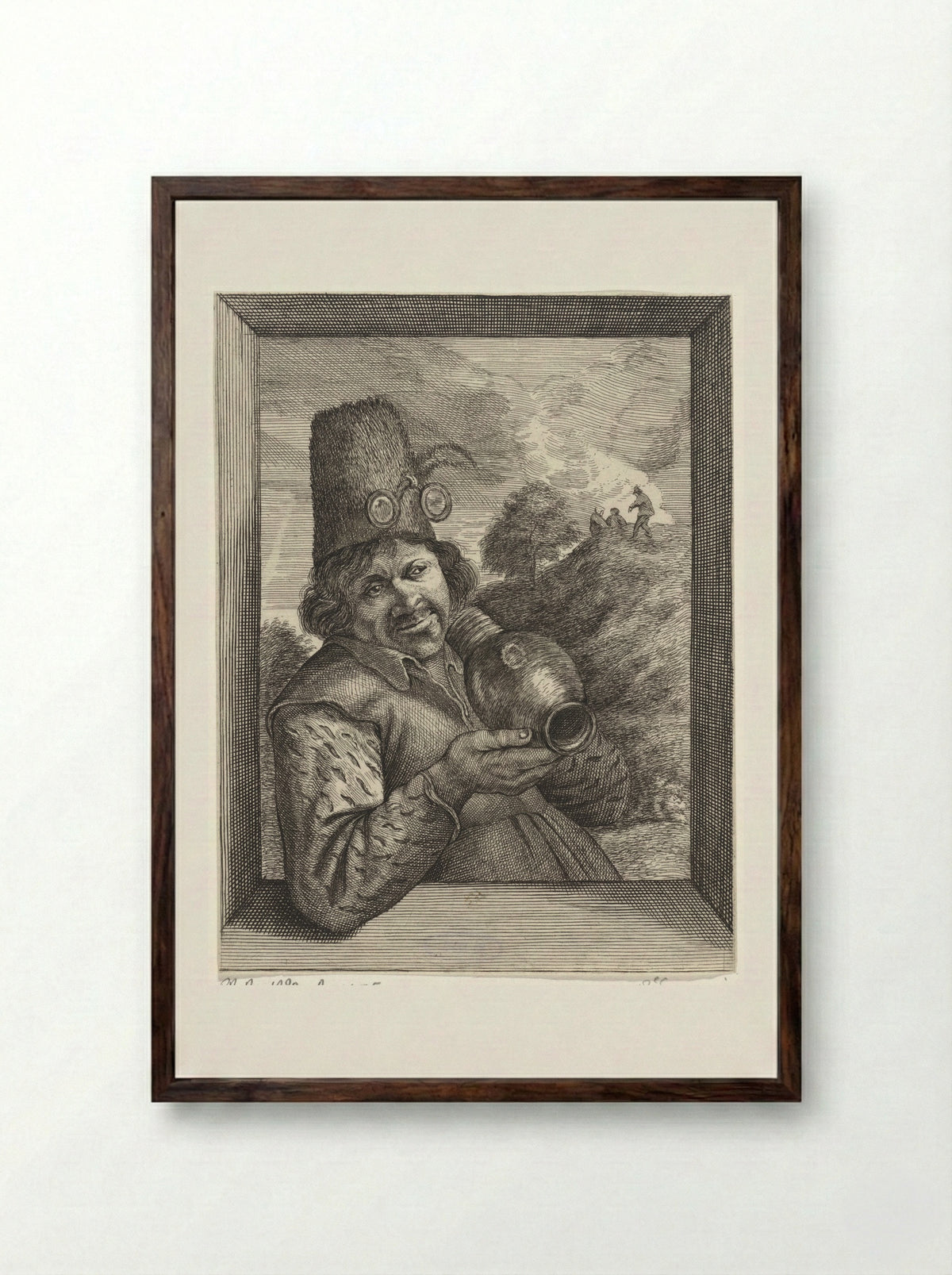 Gezicht (Man with a Jug) - Conrad Lauwers - Framed Print Dark Wood