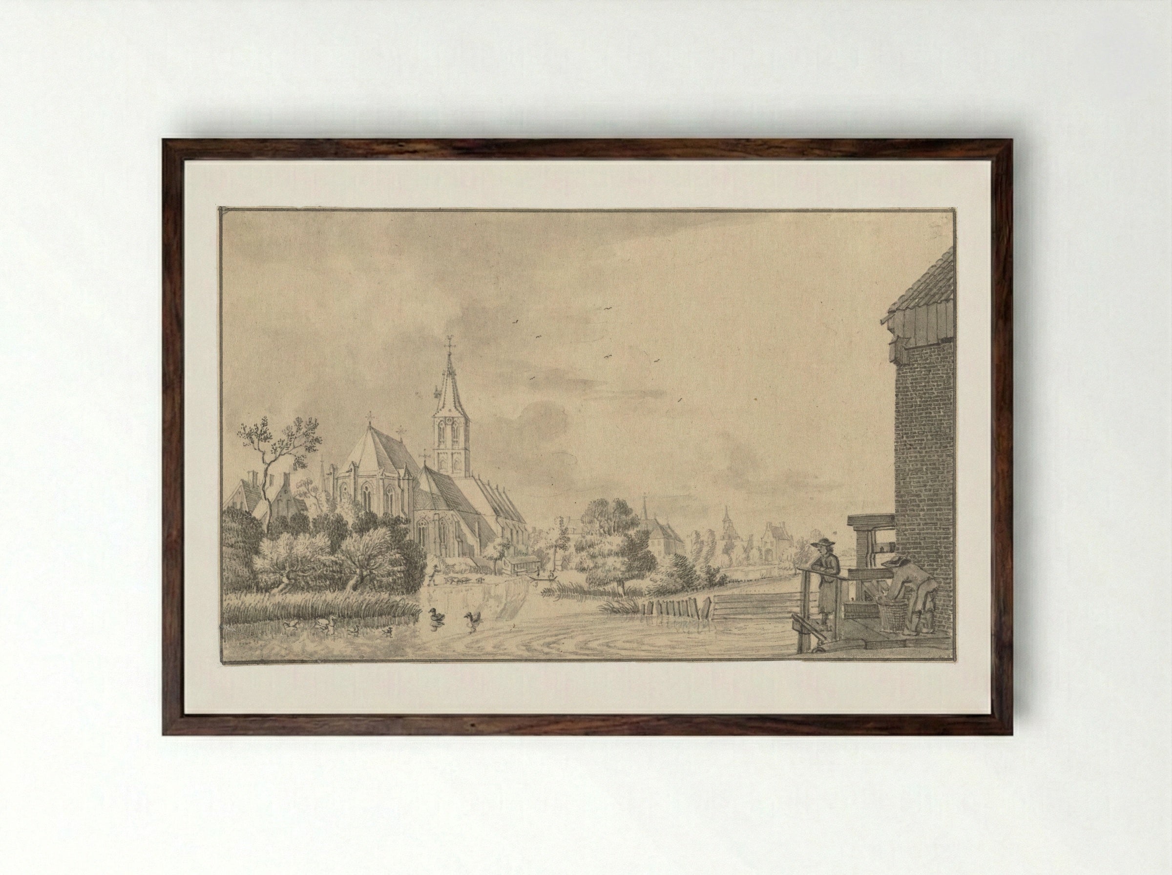 Gezicht bij Goch, aan de Niers - Jan de Beijer - Framed Print Dark Wood