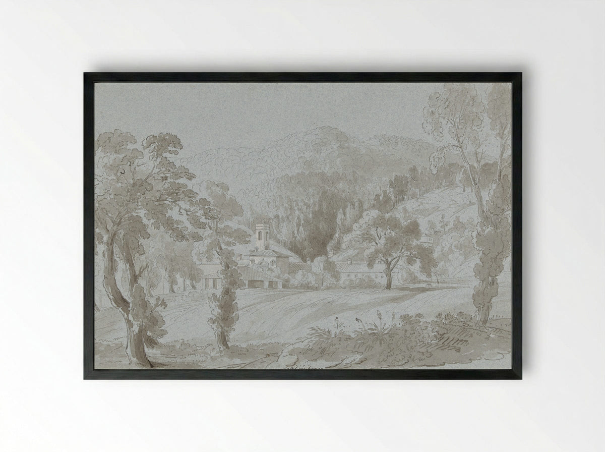Gezicht bij Vallombrosa, ten oosten van Florence - Hugh William Williams - Framed Print Black