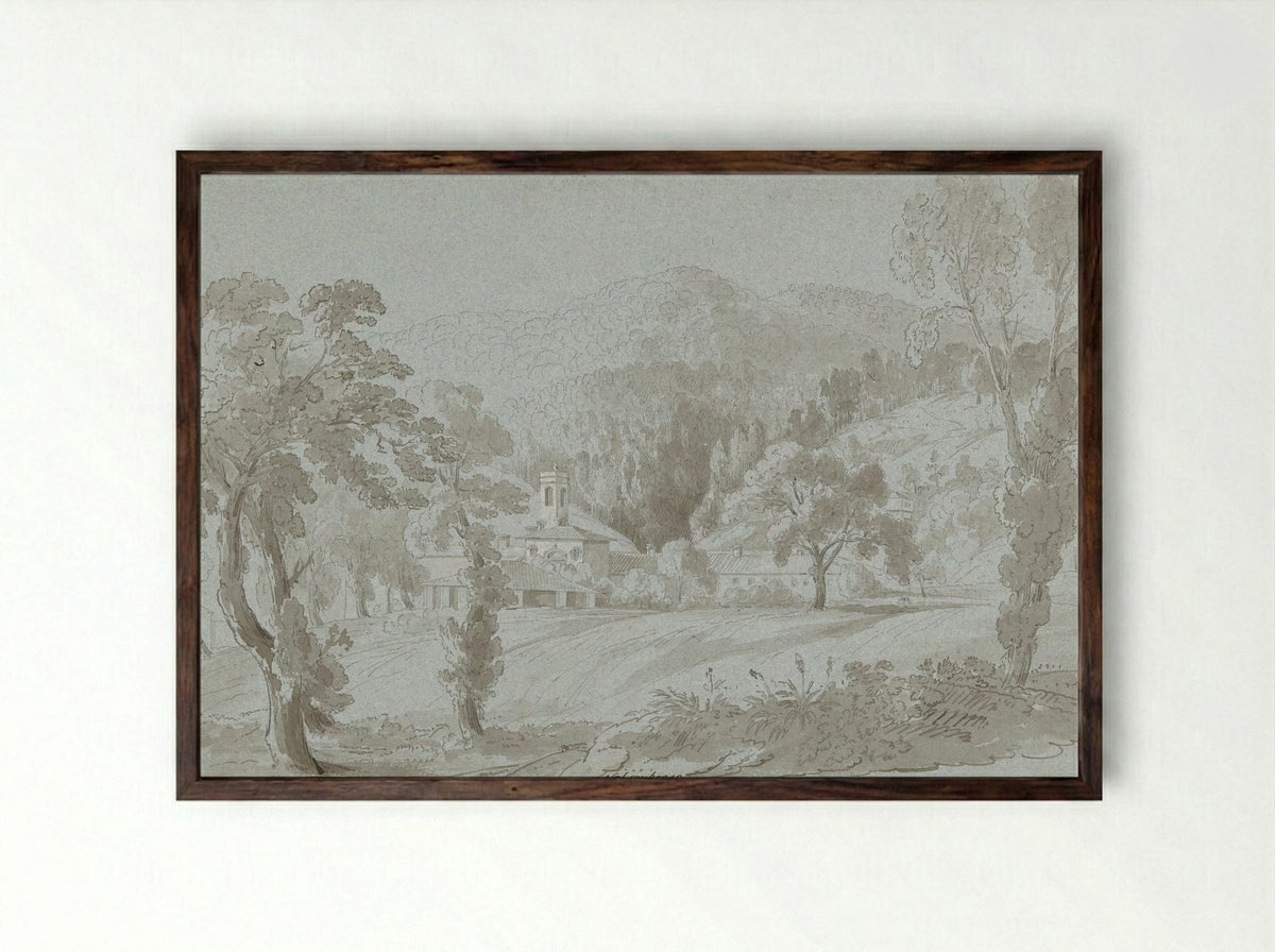 Gezicht bij Vallombrosa, ten oosten van Florence - Hugh William Williams - Framed Print Dark Wood