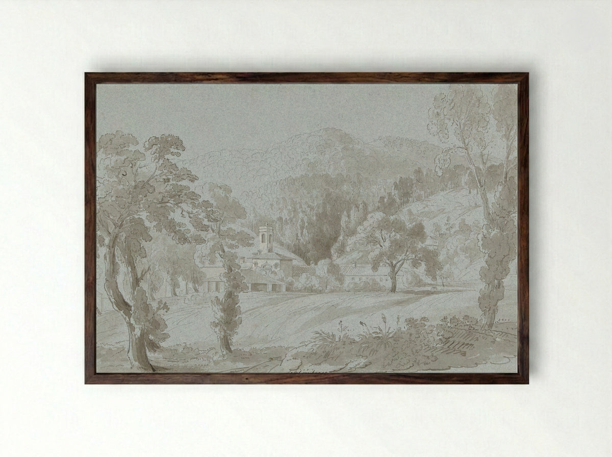 Gezicht bij Vallombrosa, ten oosten van Florence - Hugh William Williams - Framed Print Dark Wood