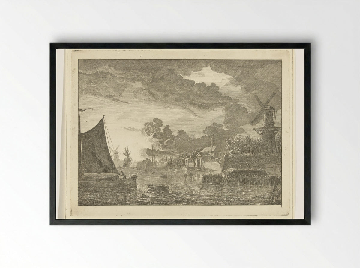 Gezicht buiten de Utrechtse Poort - Johannes Ludovicus van den Bos - Framed Print Black