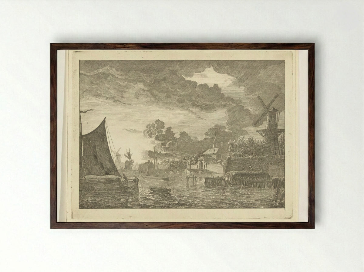 Gezicht buiten de Utrechtse Poort - Johannes Ludovicus van den Bos - Framed Print Dark Wood
