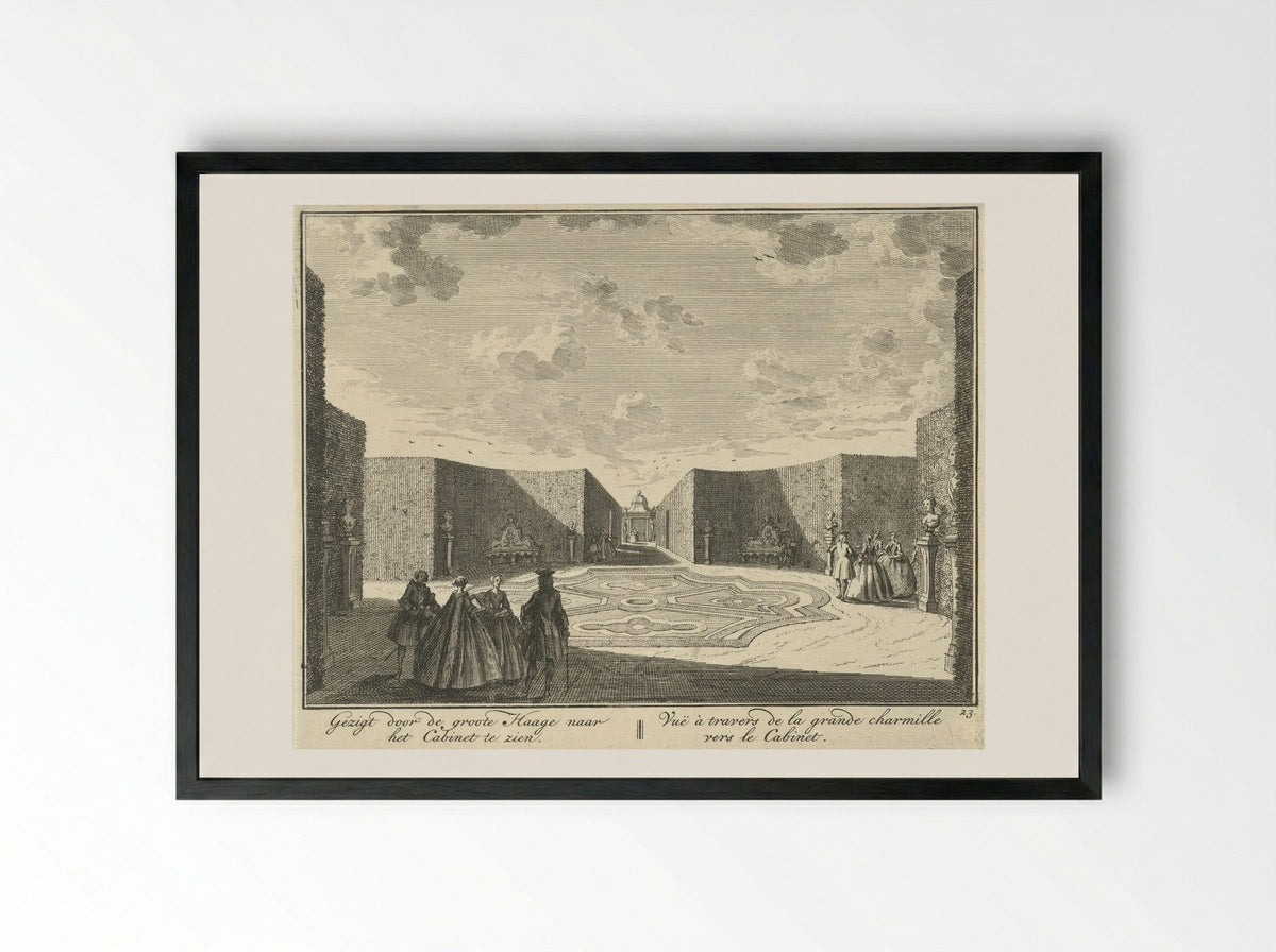 Gezicht door de grote haag op het kabinet in de tuin van Huis ter Meer te Maarssen - Hendrik de Leth - Framed Print Black