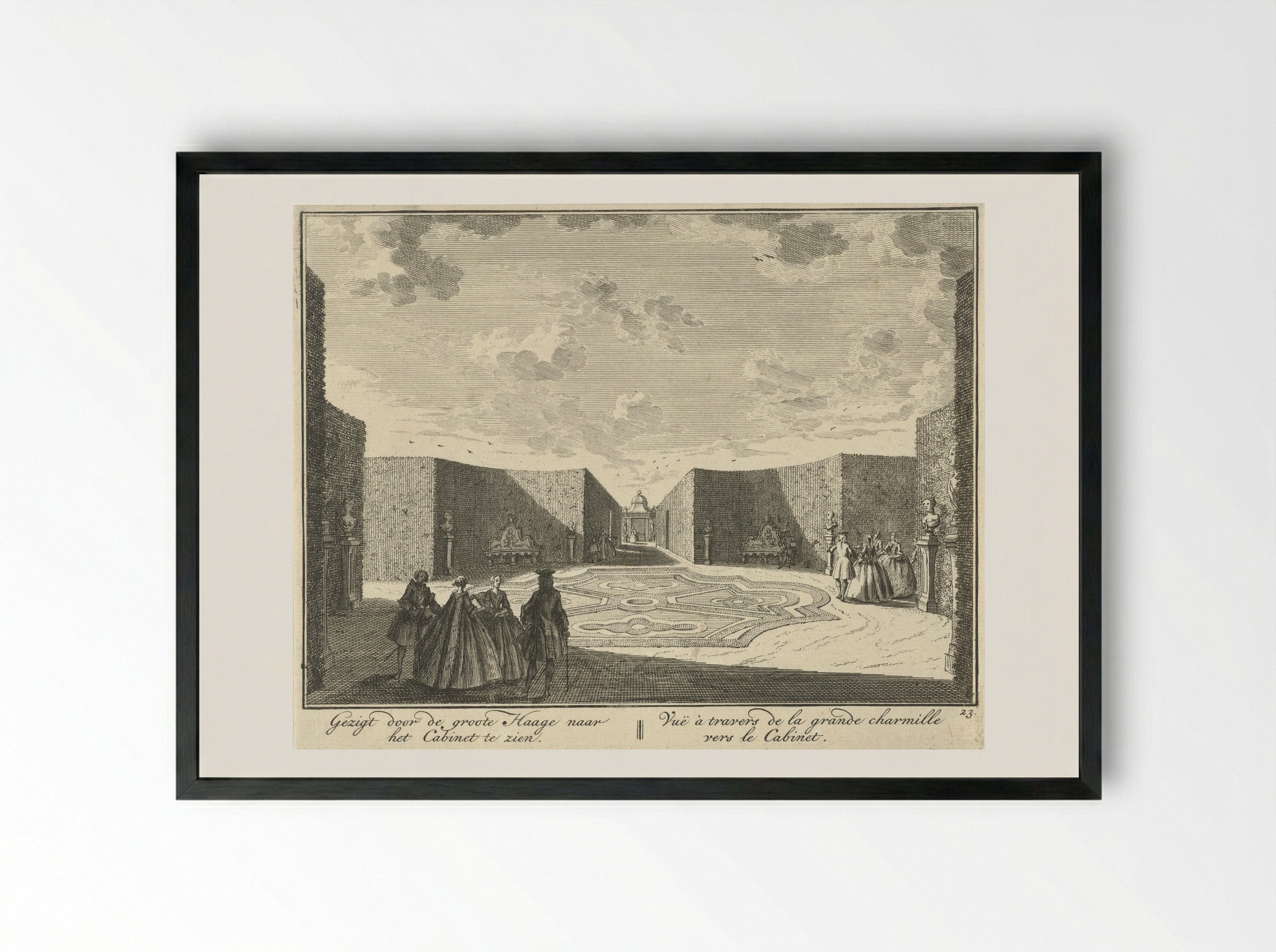 Gezicht door de grote haag op het kabinet in de tuin van Huis ter Meer te Maarssen - Hendrik de Leth - Framed Print Black