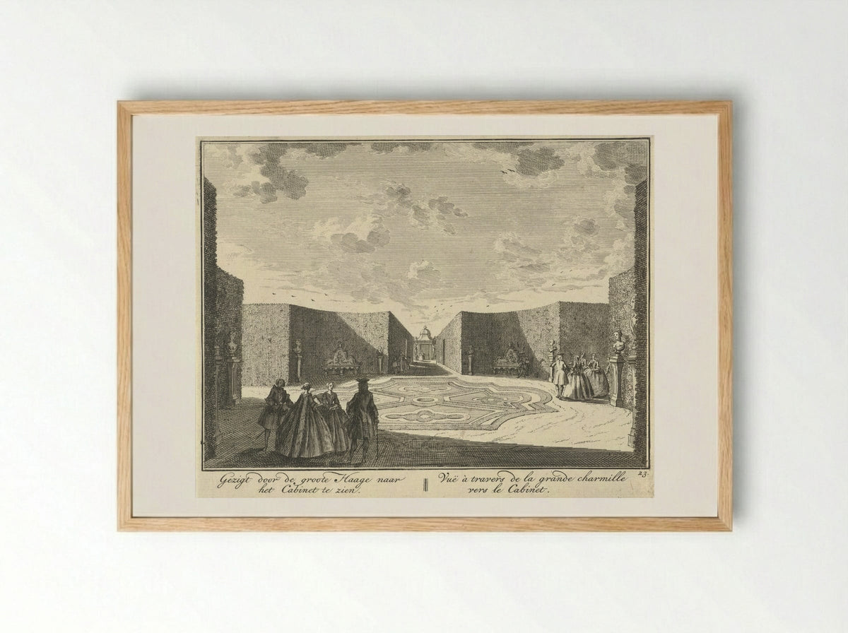 Gezicht door de grote haag op het kabinet in de tuin van Huis ter Meer te Maarssen - Hendrik de Leth - Framed Print Wood