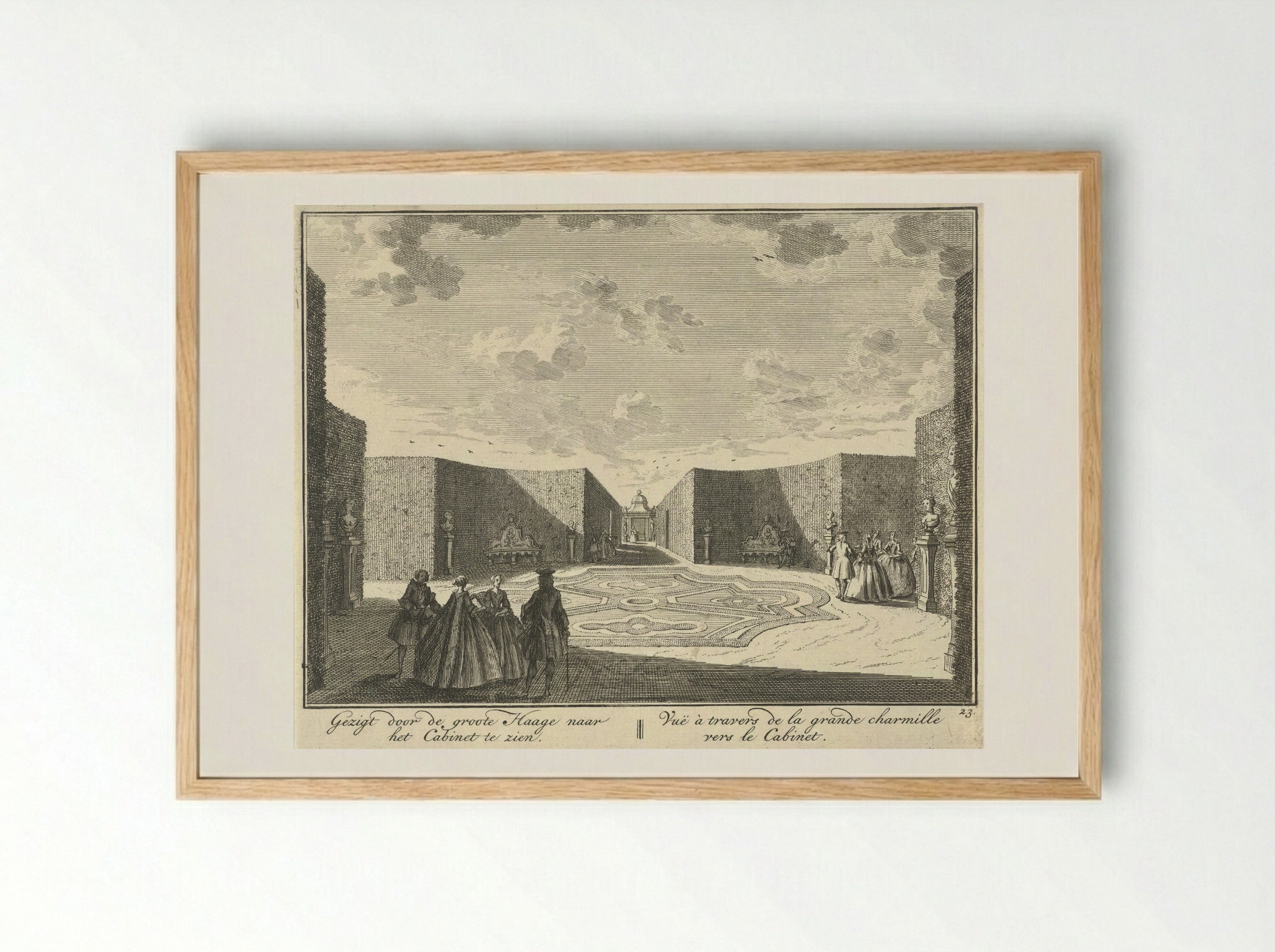 Gezicht door de grote haag op het kabinet in de tuin van Huis ter Meer te Maarssen - Hendrik de Leth - Framed Print Wood
