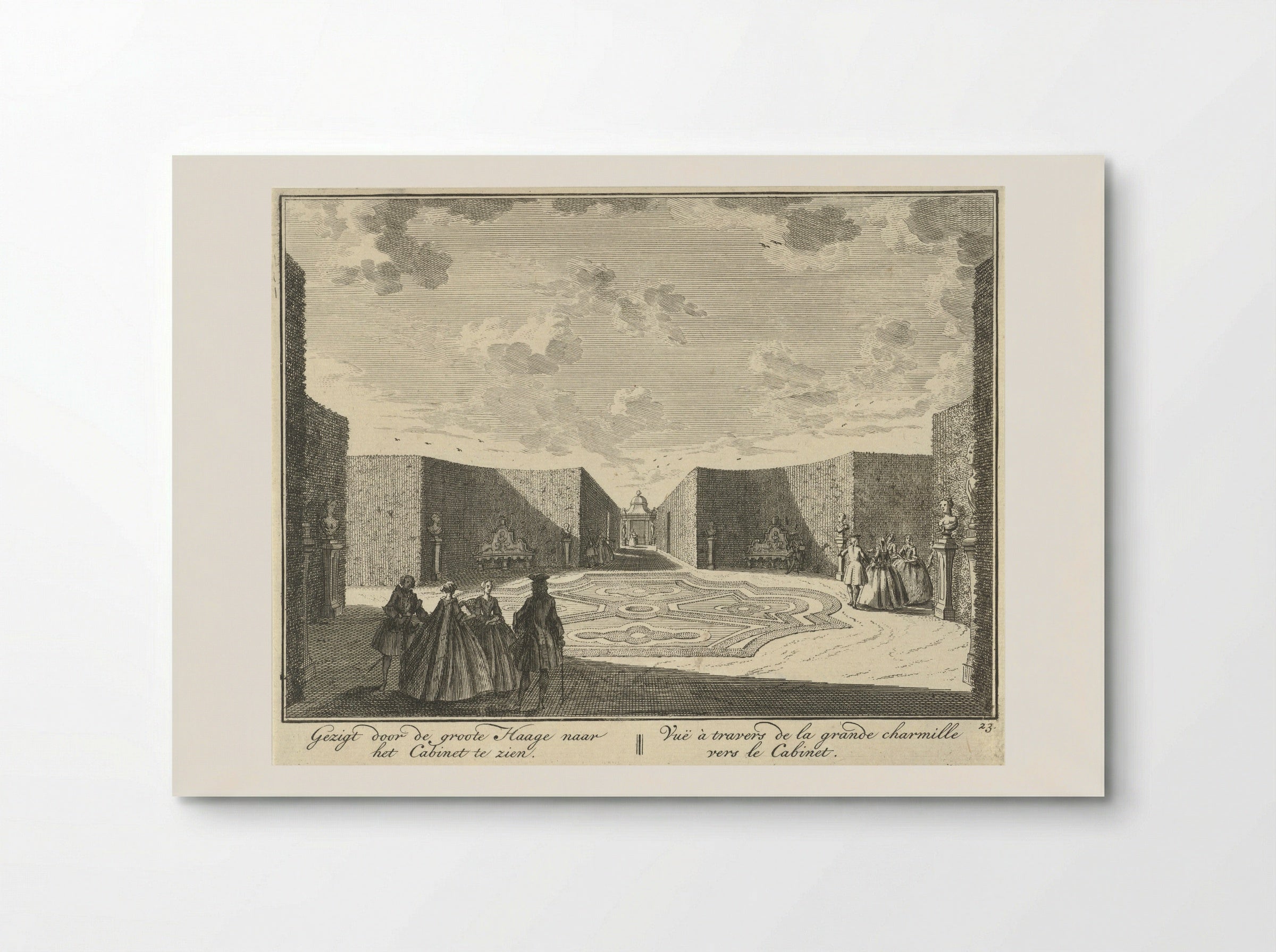 Gezicht door de grote haag op het kabinet in de tuin van Huis ter Meer te Maarssen - Hendrik de Leth - Poster