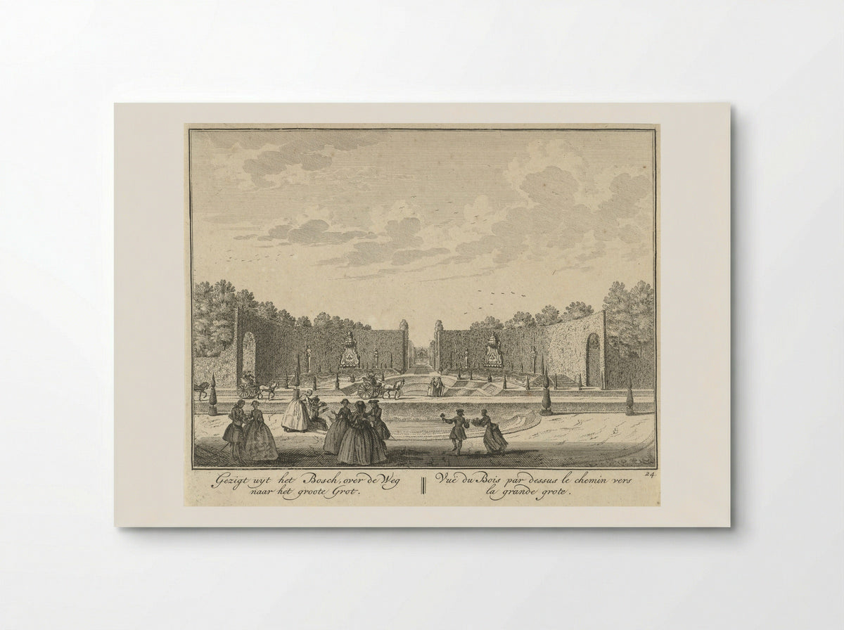 Gezicht door een haag op de grote grot in de tuin van Huis ter Meer te Maarssen - Hendrik de Leth - Poster
