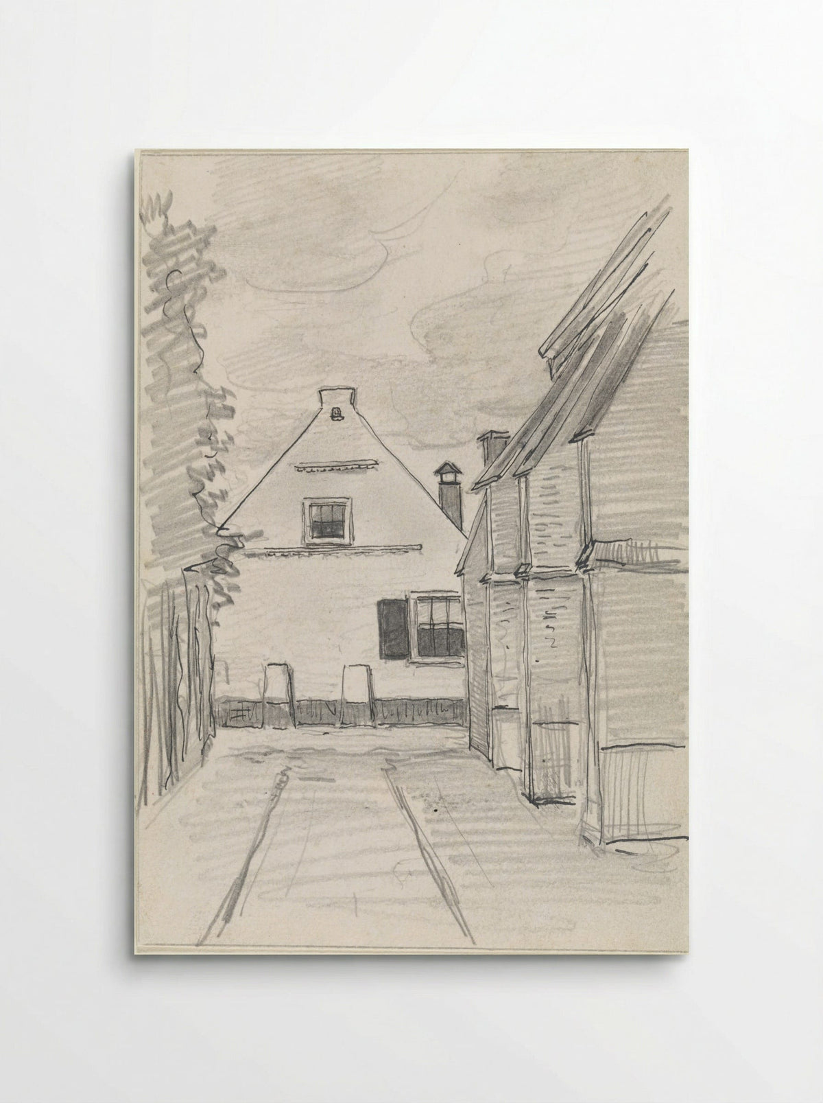 Gezicht door een straat op een huis - Jan van Essen - Poster