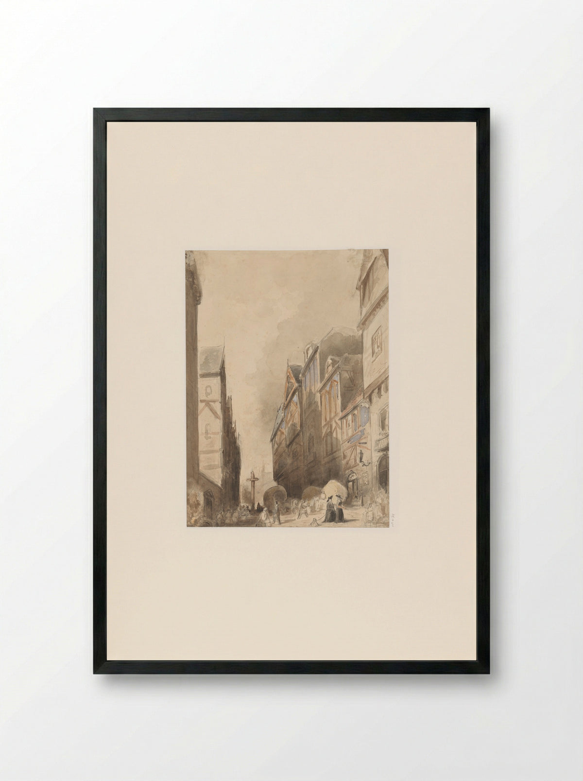 Gezicht in een buitenlandse stad - Jan Diederikus Kruseman - Framed Print Black