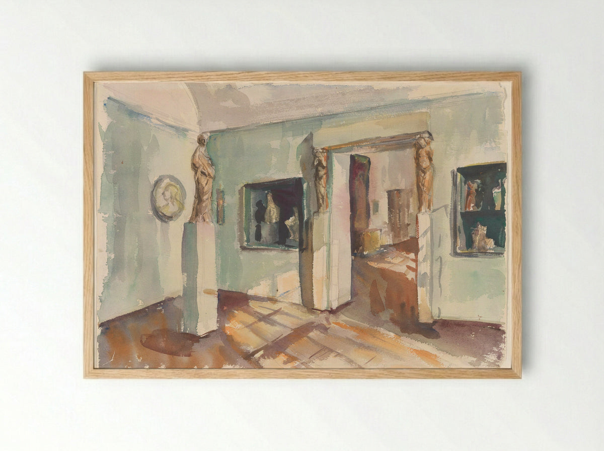 Gezicht in een zaal van het Rijksmuseum: beeldhouwwerken - Constantia van Lynden - Framed Print Wood