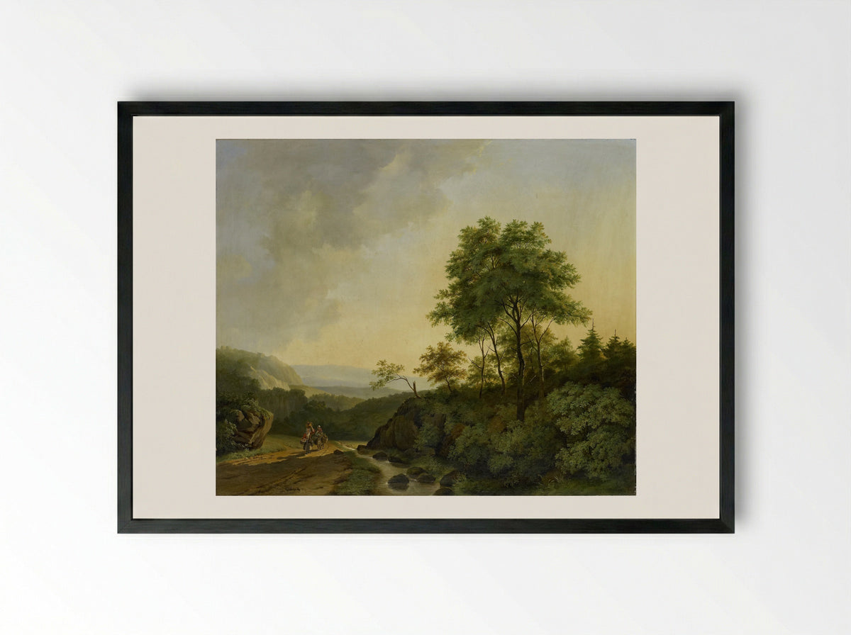 Gezicht in het Harzgebergte - Cornelis François Roos - Framed Print Black