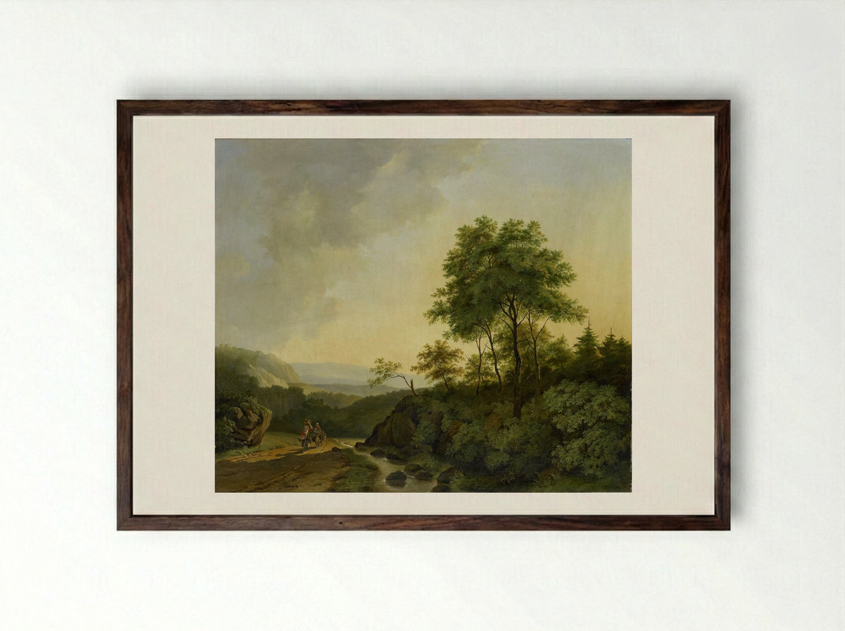 Gezicht in het Harzgebergte - Cornelis François Roos - Framed Print Dark Wood