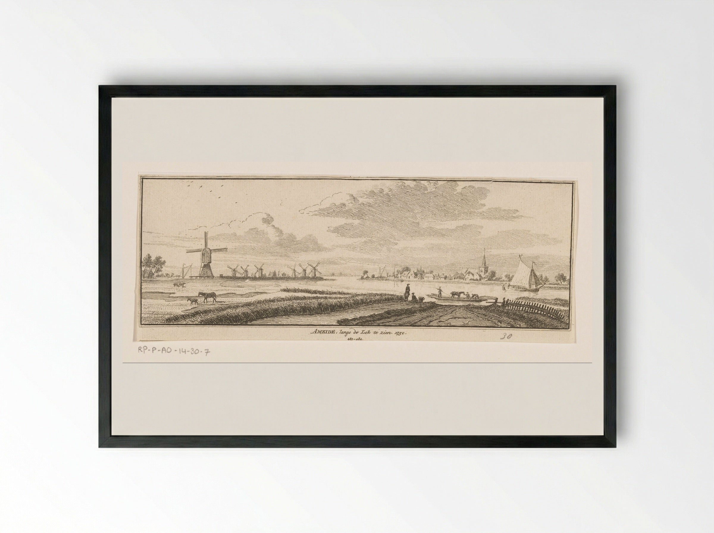 Gezicht op Ameide - Hendrik Spilman - Framed Print Black