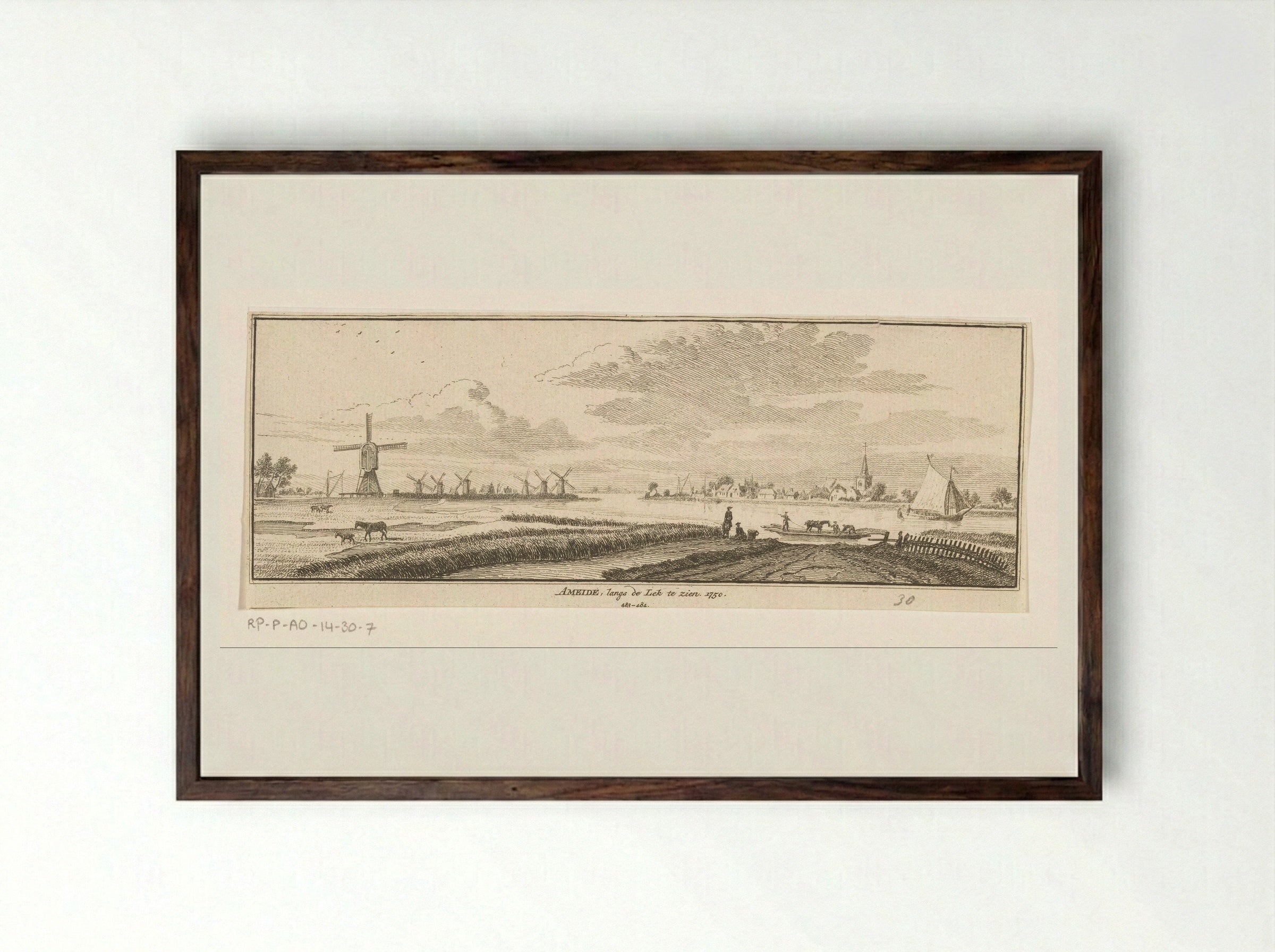 Gezicht op Ameide - Hendrik Spilman - Framed Print Dark Wood
