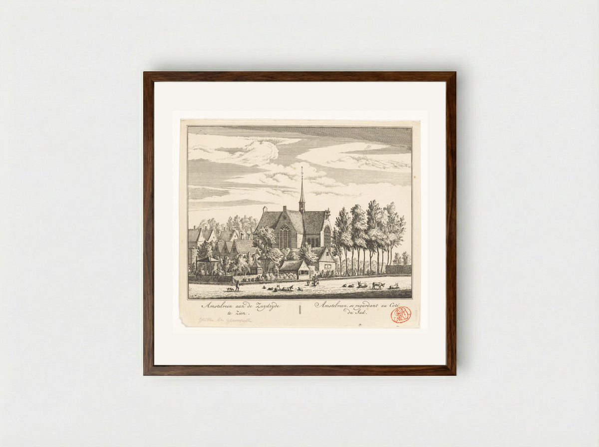 Gezicht op Amstelveen - Abraham Rademaker - Framed Print Dark Wood