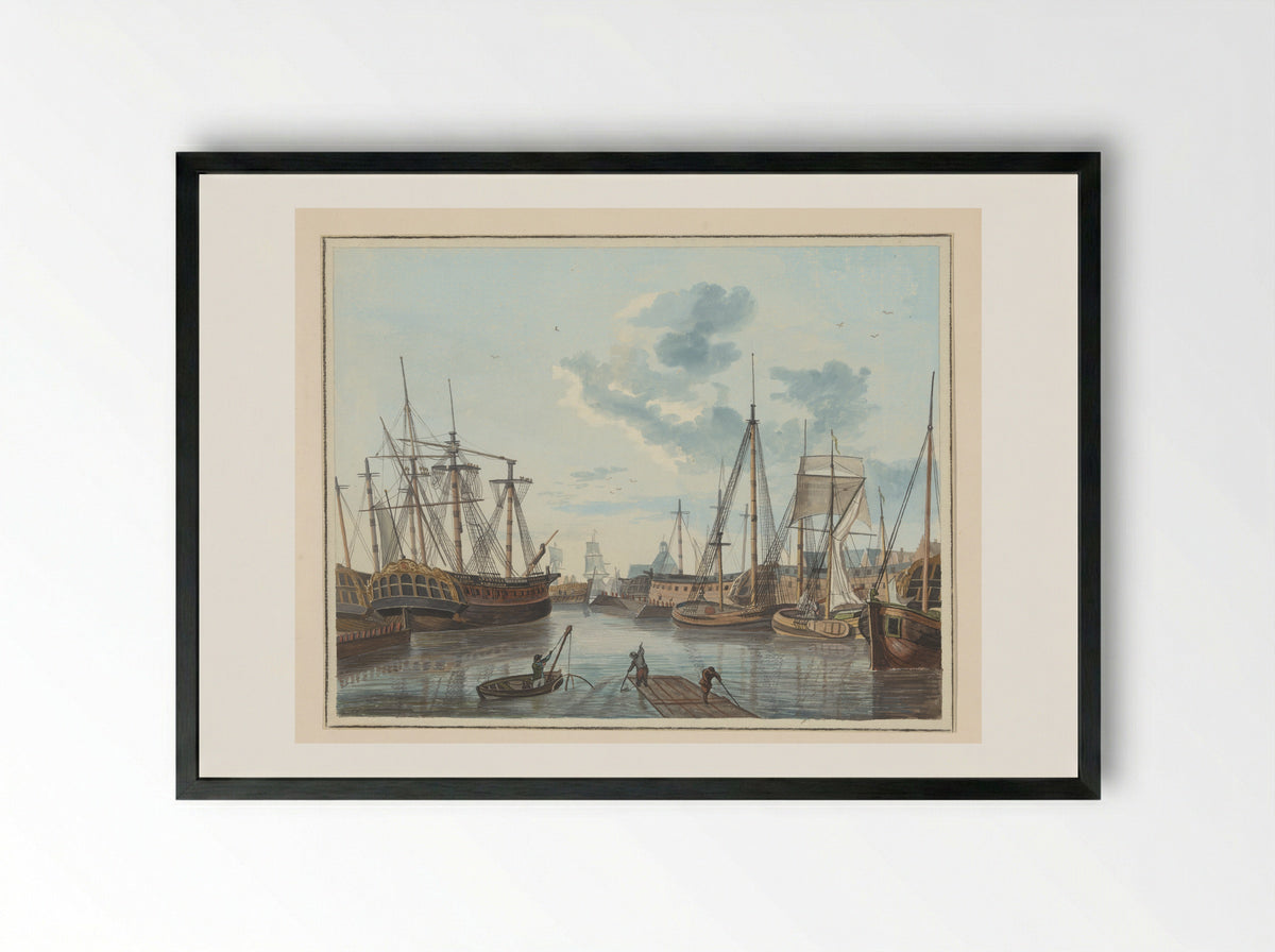 Gezicht op Amsterdam, gezien vanuit het westen - Admiraliteit van Amsterdam - Framed Print Black