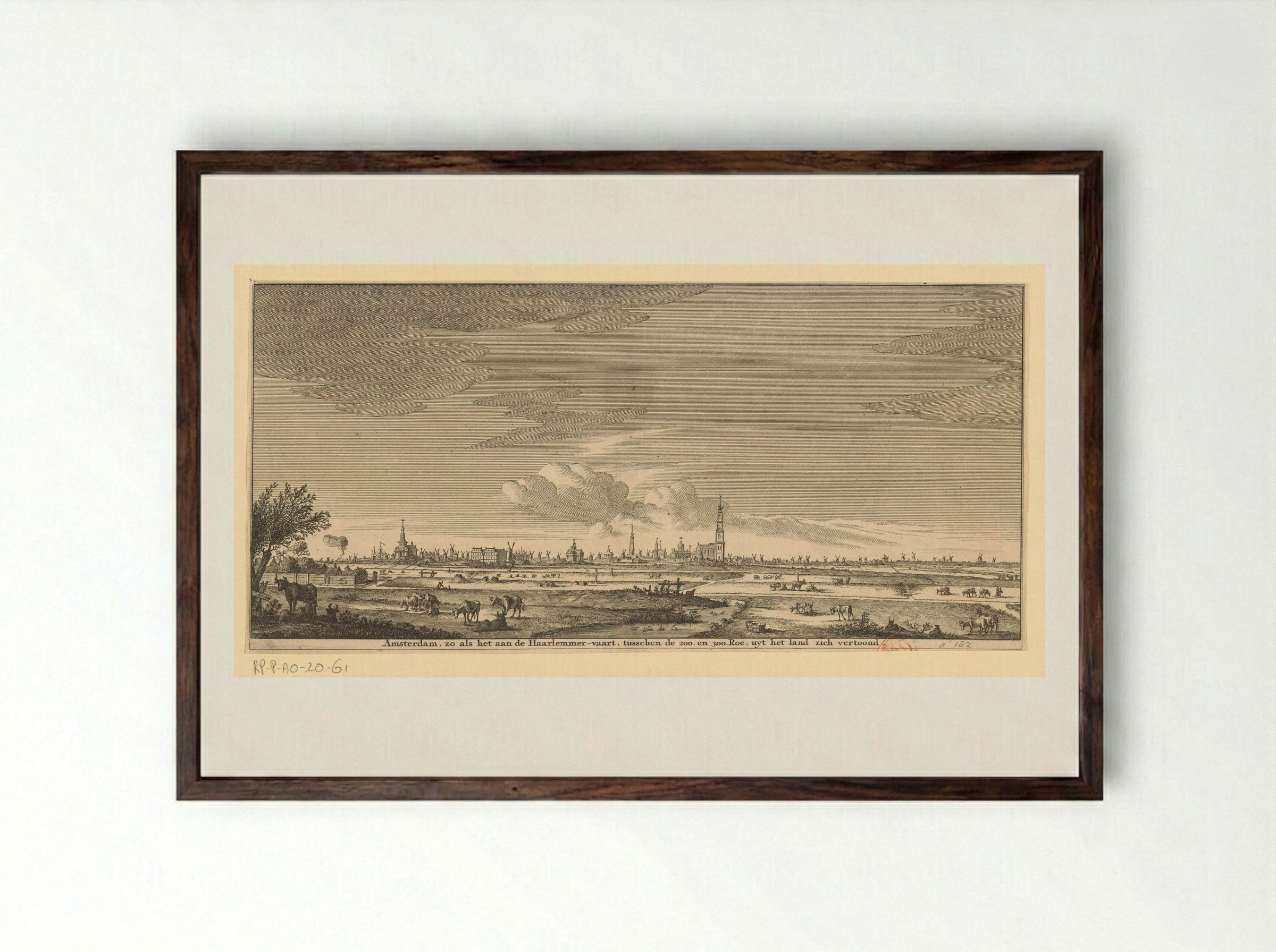 Gezicht op Amsterdam, gezien vanuit het westen - Jan Goeree - Framed Print Dark Wood