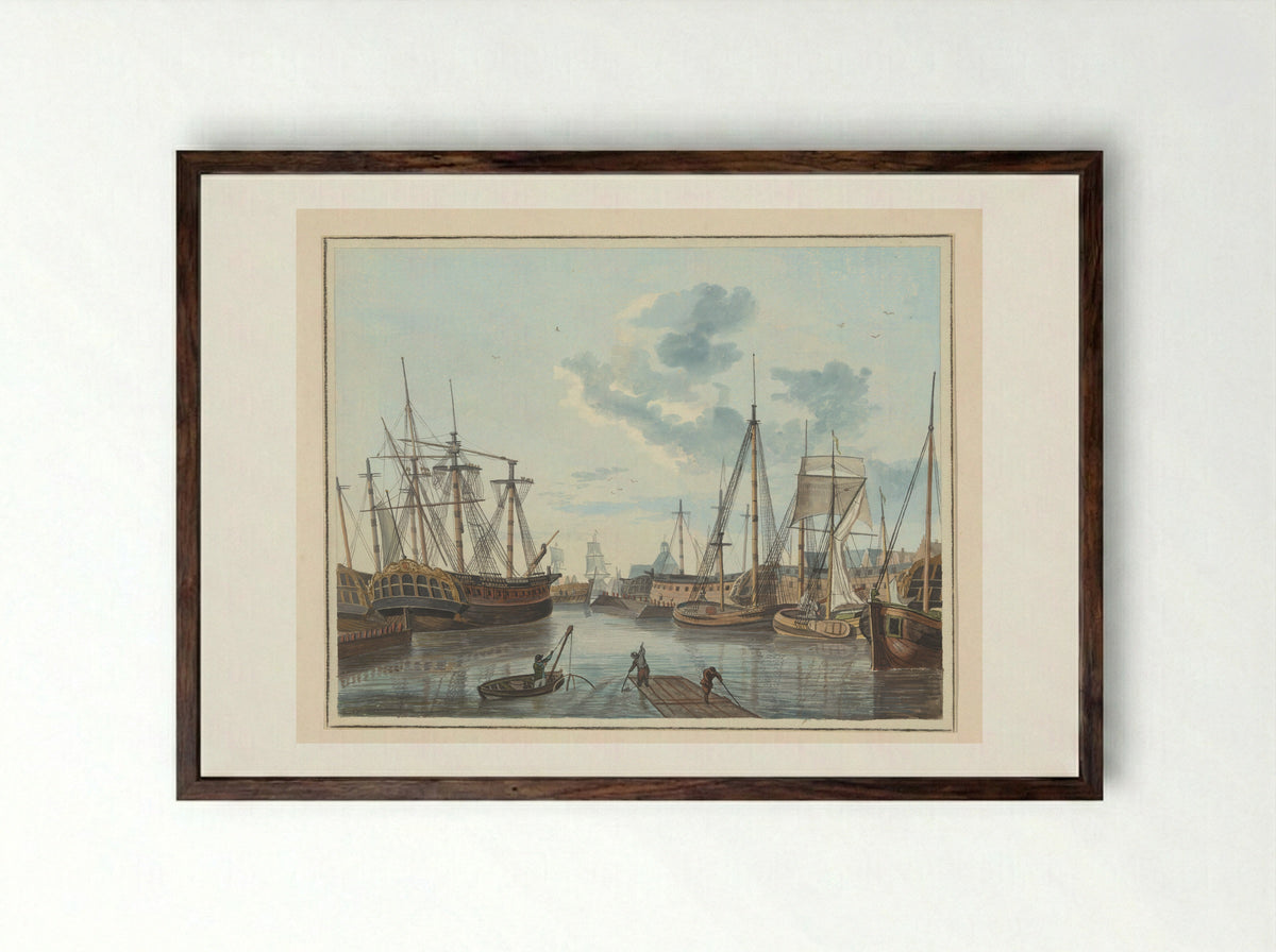 Gezicht op Amsterdam, gezien vanuit het westen - Admiraliteit van Amsterdam - Framed Print Dark Wood